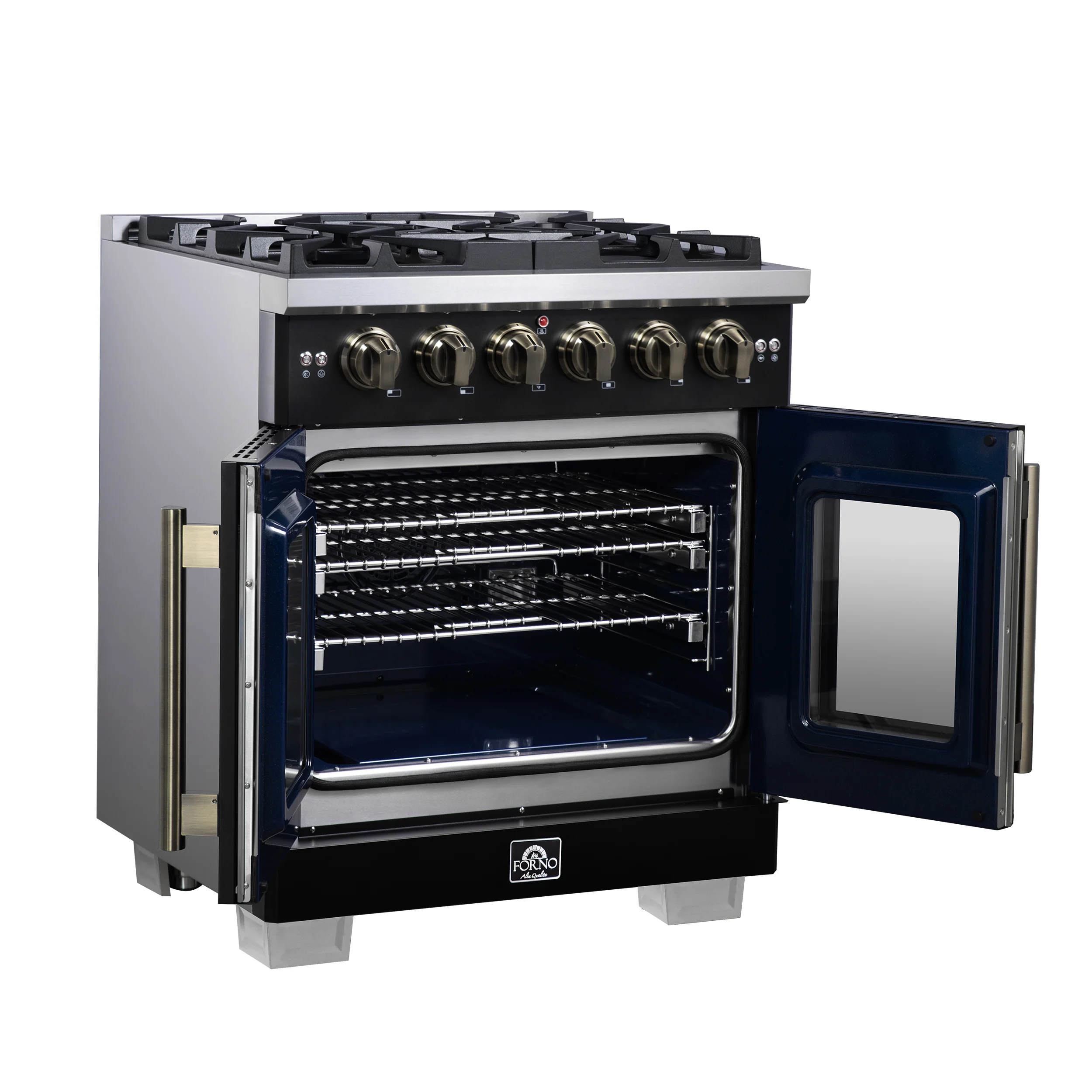 Forno Capriasca 30-Inch Freestanding French Door Gas Range, 4 Burners, Convection Oven, Energy Efficient - Image 4