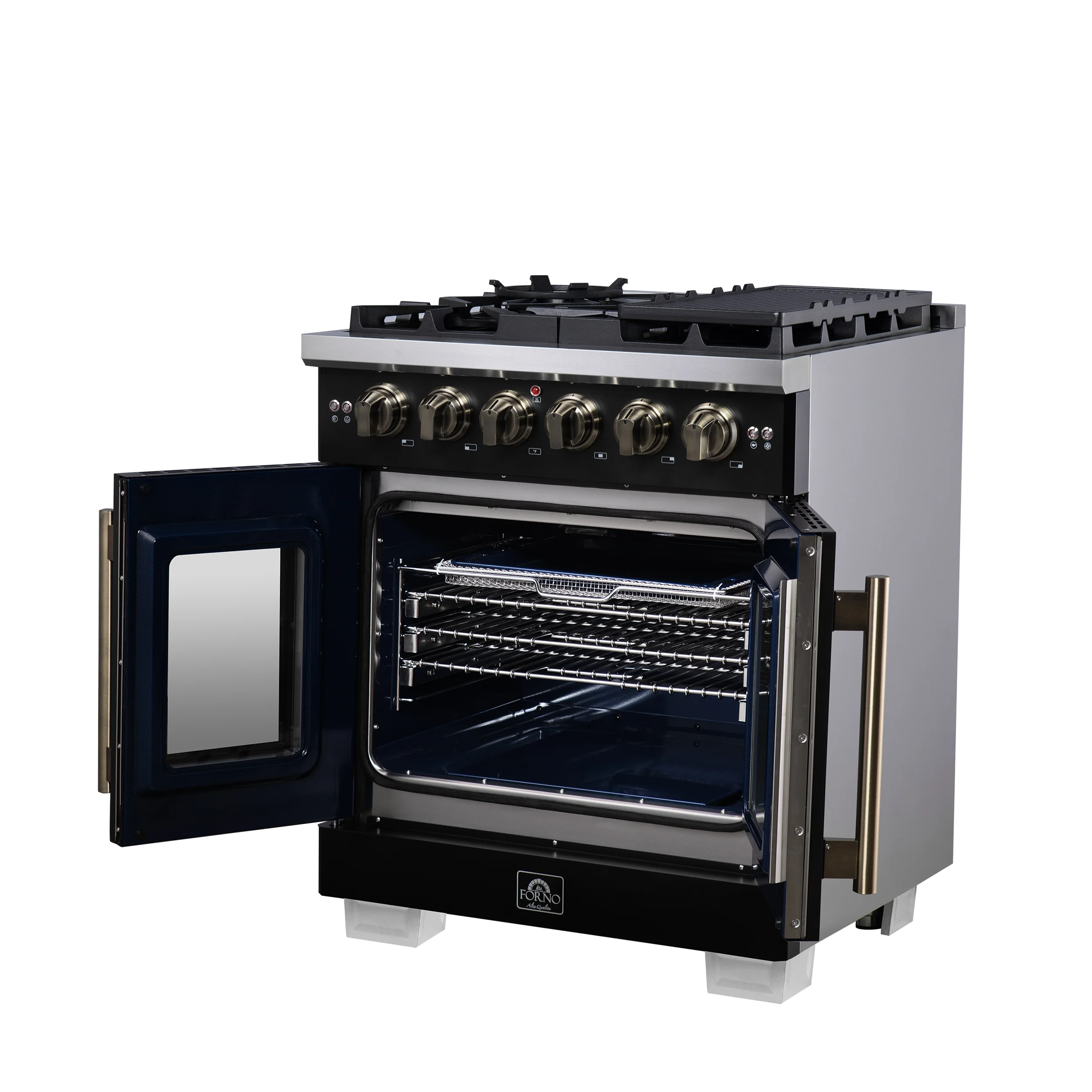 Forno Capriasca 30-Inch Freestanding French Door Gas Range, 4 Burners, Convection Oven, Energy Efficient - Image 8
