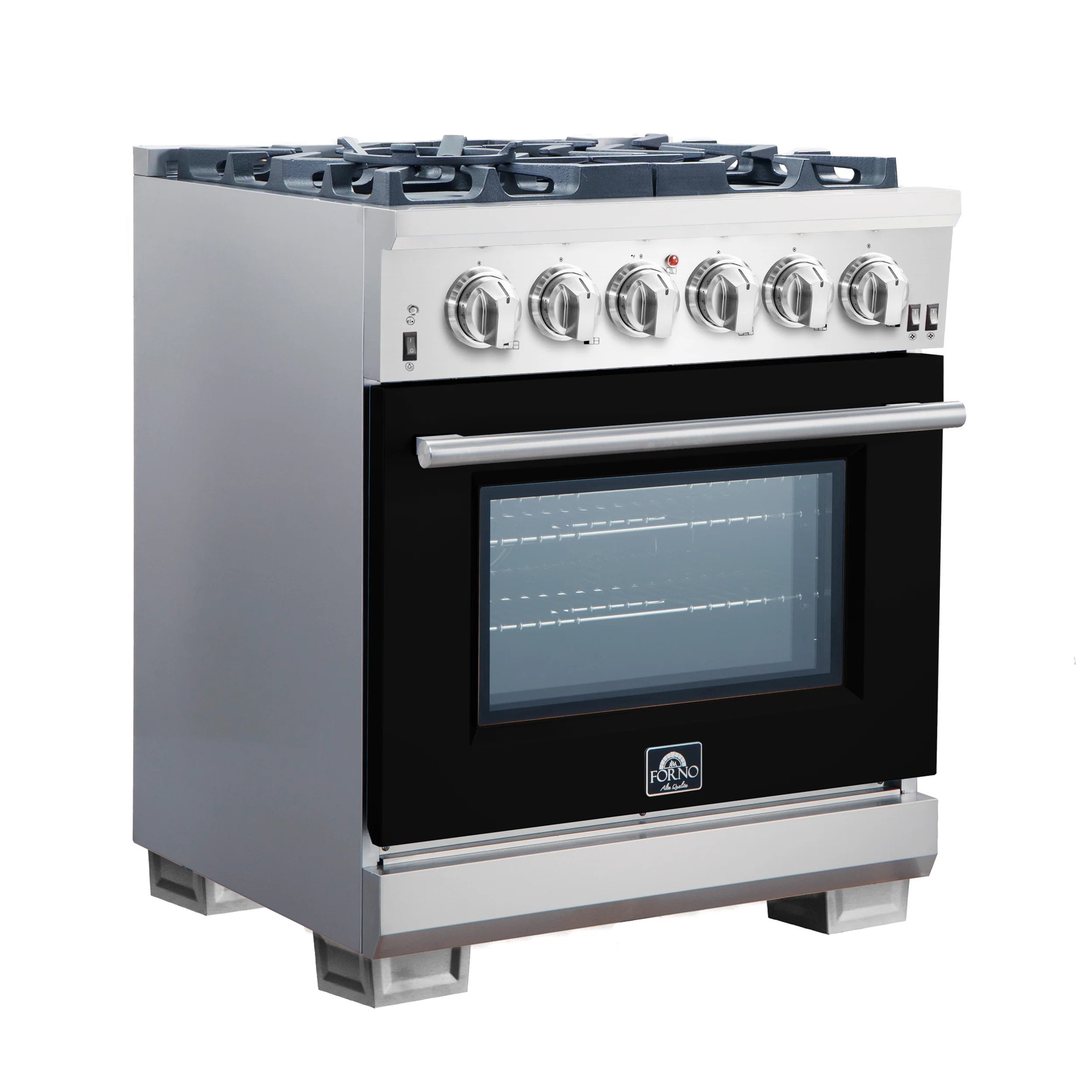 Forno Capriasca 30-Inch Freestanding Gas Range, 4 Burners, True Convection Oven, Black Door - Image 3