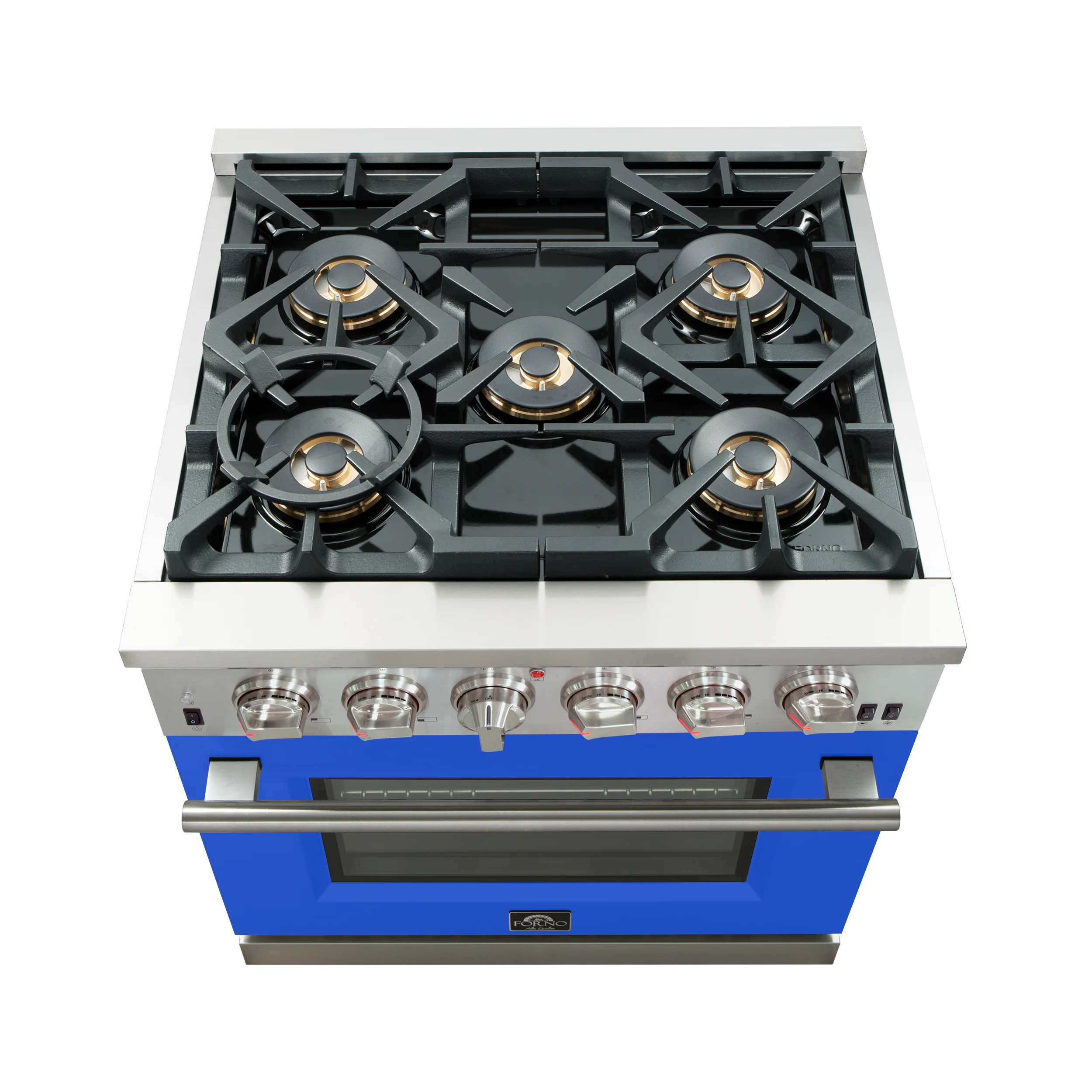 Forno Capriasca 30-Inch Freestanding Gas Range, 4 Burners, True Convection Oven, Blue Door - Image 5
