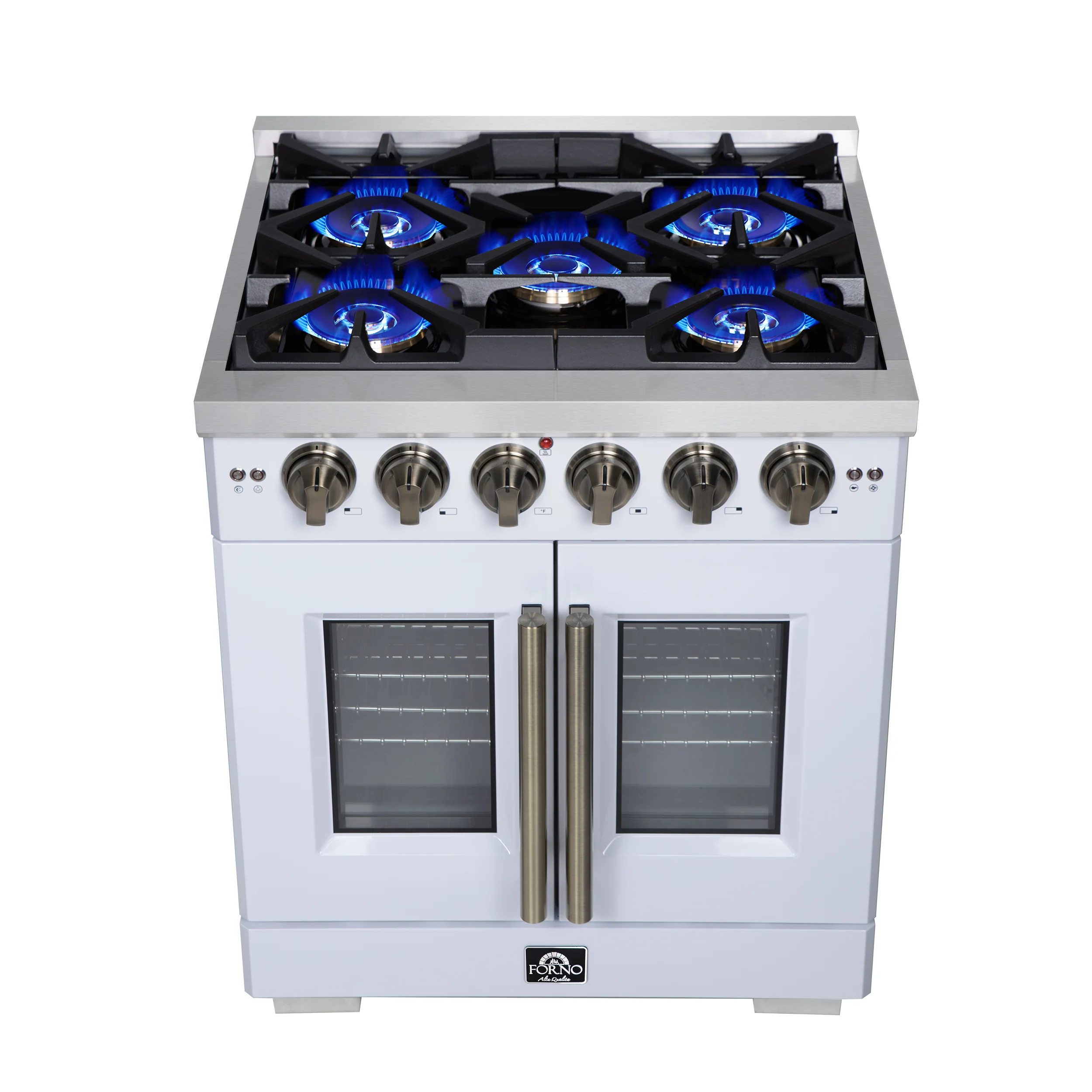 Forno Capriasca 30-Inch White Freestanding French Door Gas Range, 4 Burners, Convection Oven, Energy Efficient - Image 11