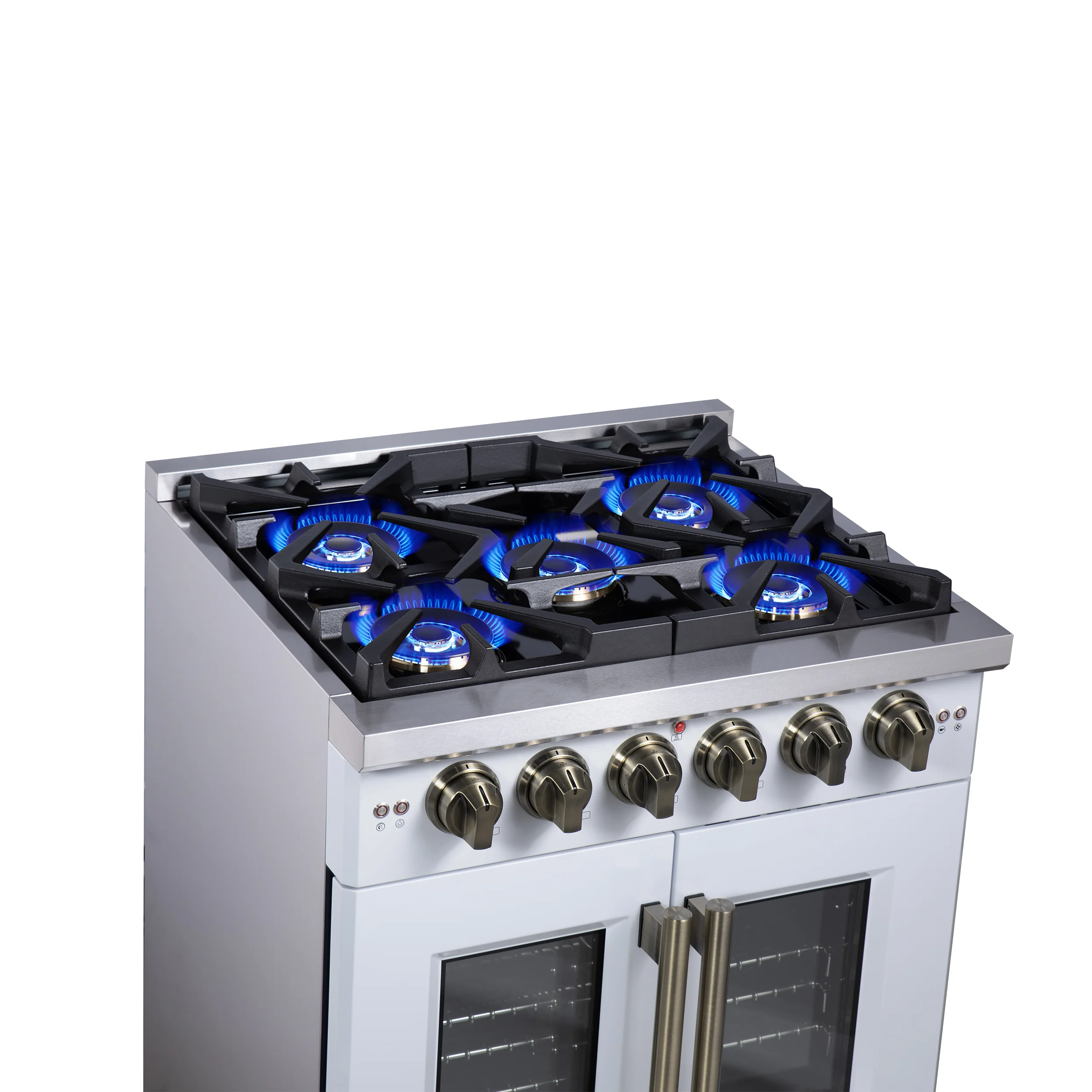 Forno Capriasca 30-Inch White Freestanding French Door Gas Range, 4 Burners, Convection Oven, Energy Efficient - Image 12