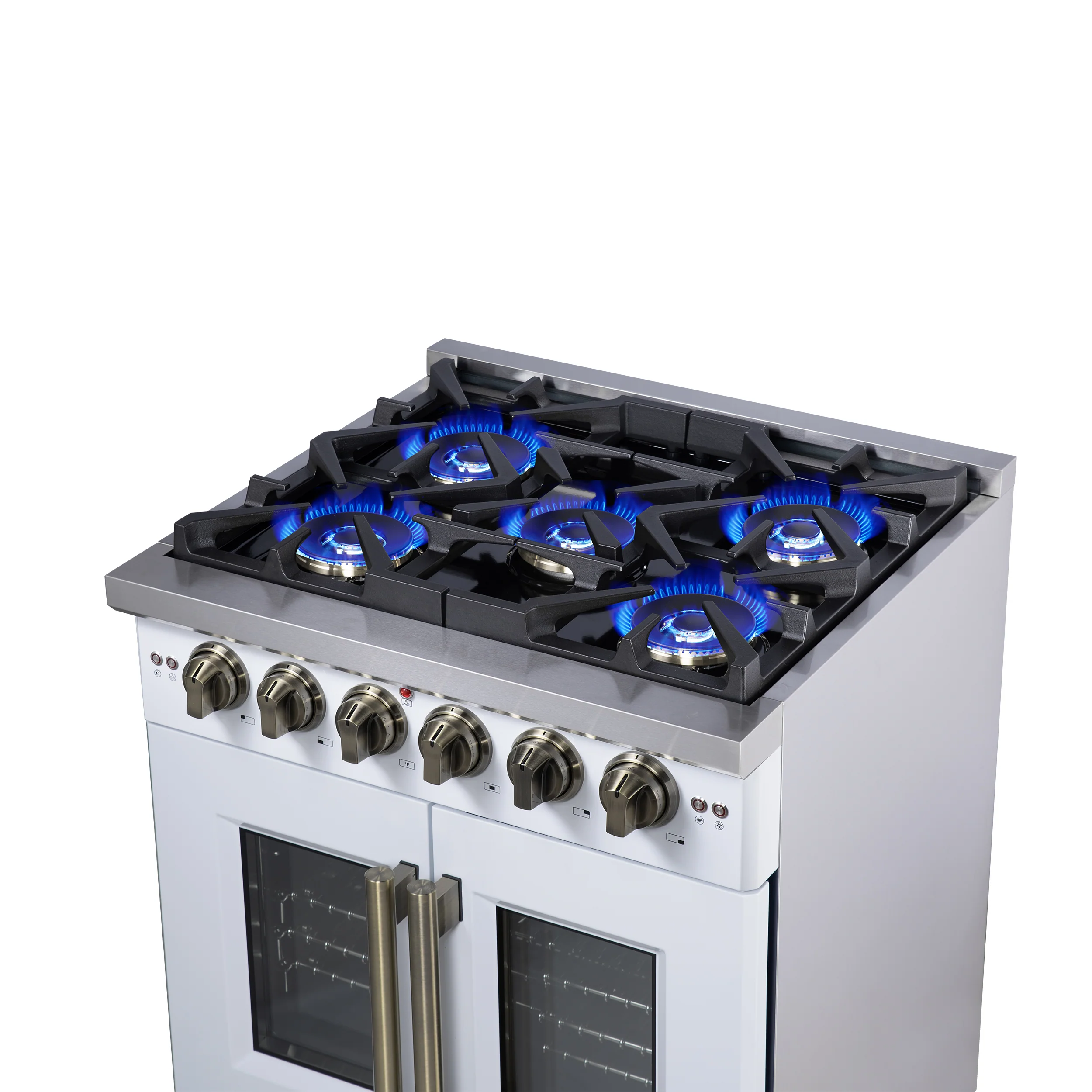 Forno Capriasca 30-Inch White Freestanding French Door Gas Range, 4 Burners, Convection Oven, Energy Efficient - Image 13