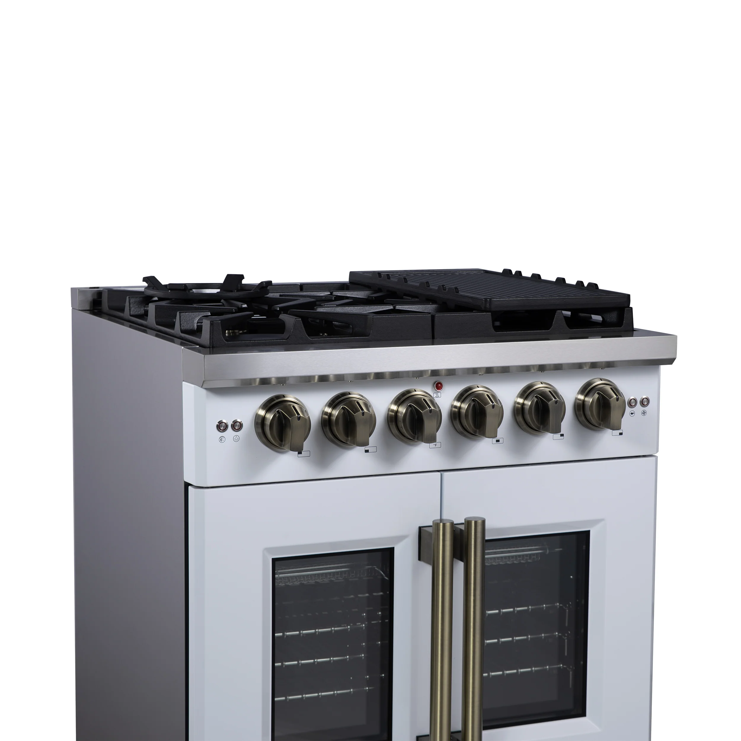 Forno Capriasca 30-Inch White Freestanding French Door Gas Range, 4 Burners, Convection Oven, Energy Efficient - Image 5