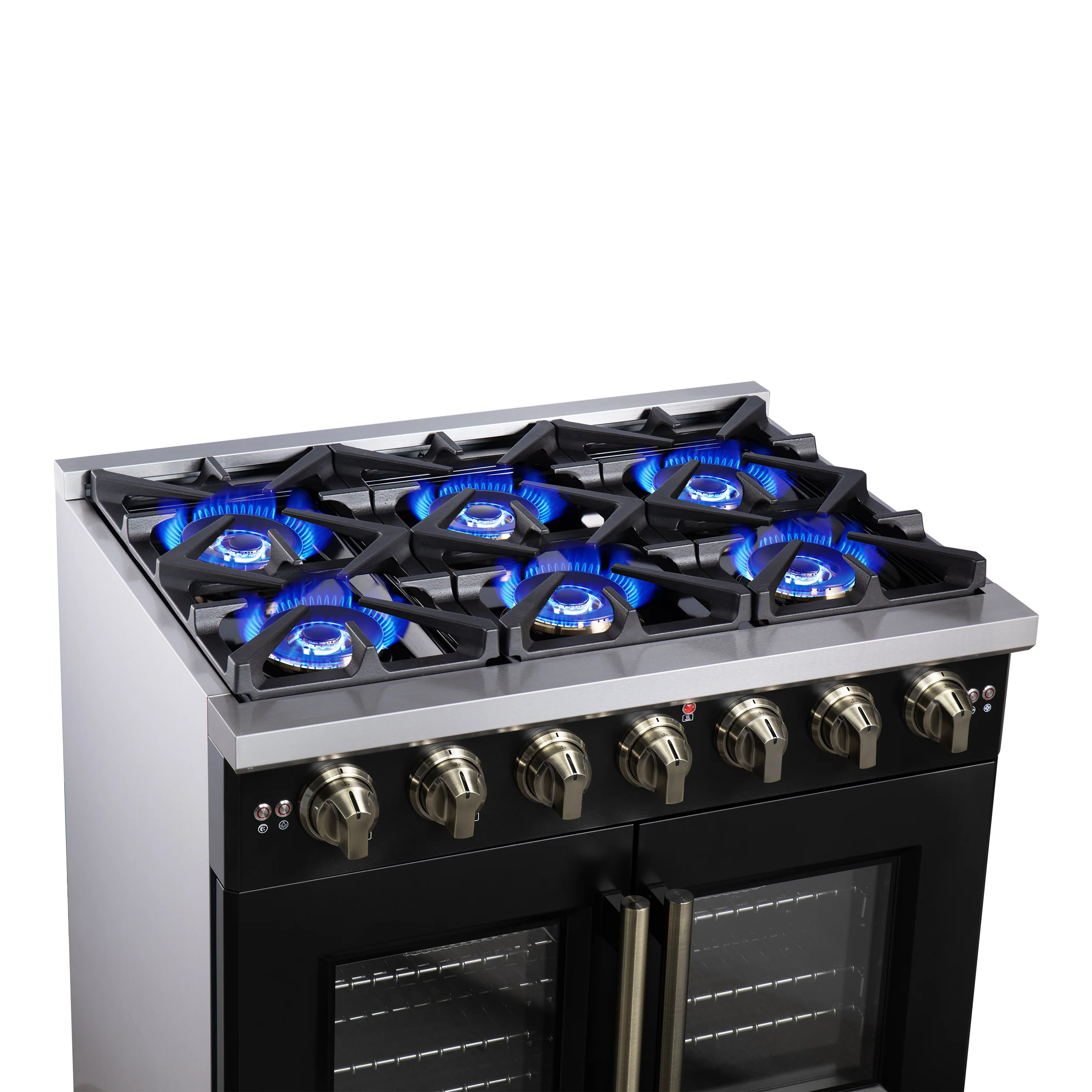Forno Capriasca 36-Inch Black Freestanding French Door Gas Range, 6 Burners, Convection Oven, Energy Efficient - Image 12