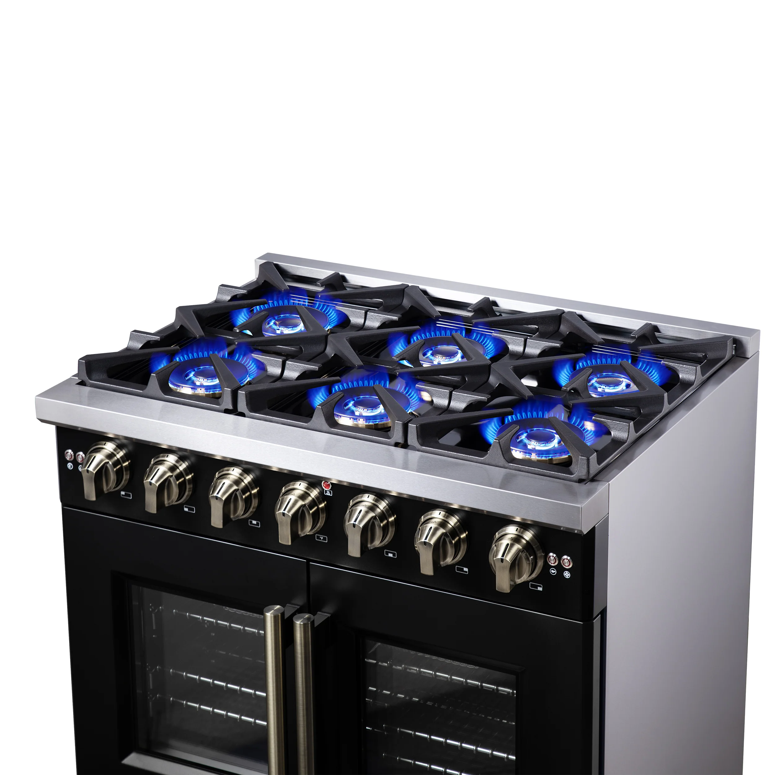 Forno Capriasca 36-Inch Black Freestanding French Door Gas Range, 6 Burners, Convection Oven, Energy Efficient - Image 13