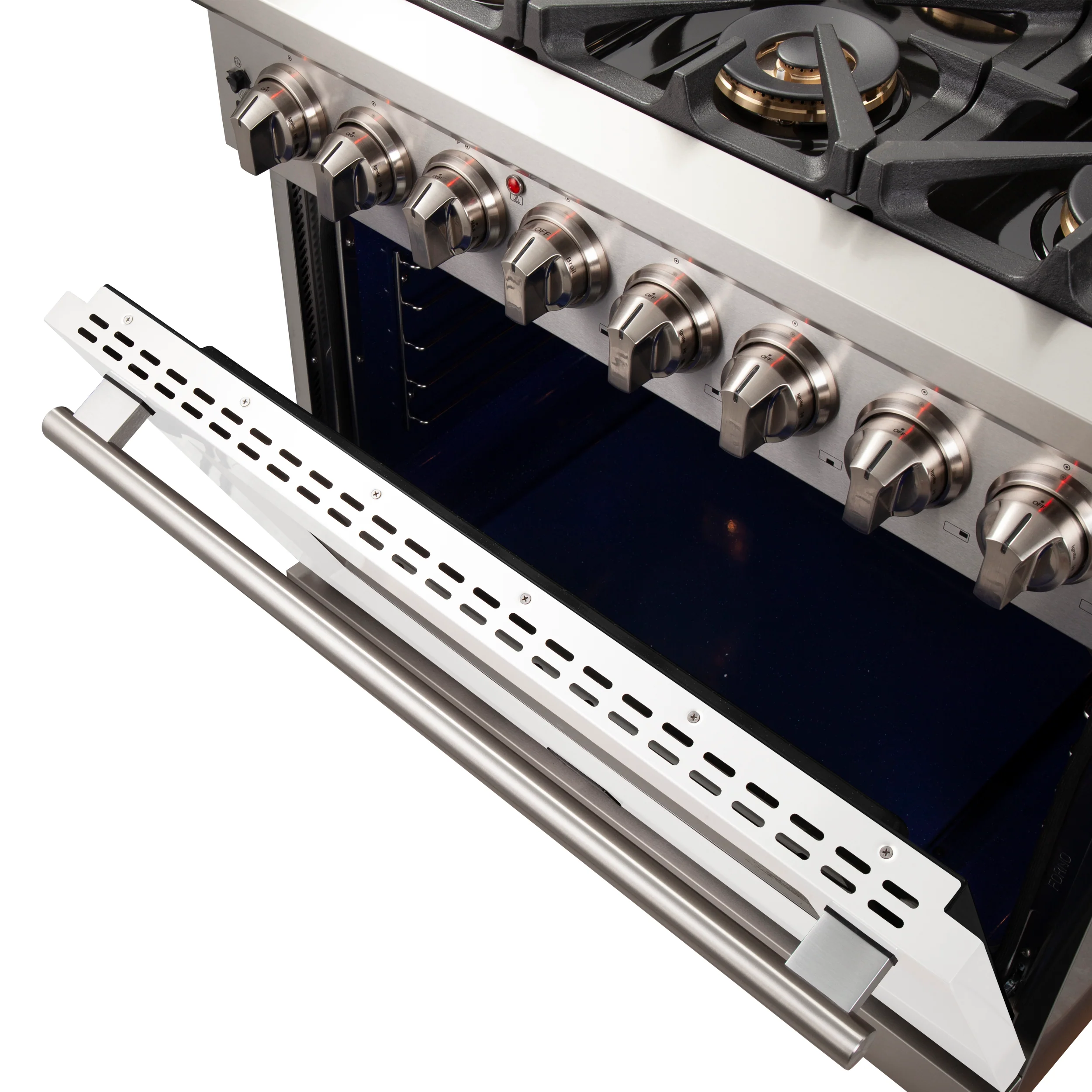 Forno Capriasca 36-Inch Freestanding Dual Fuel Range, 6 Burners, True Convection Oven, White Door - Image 5