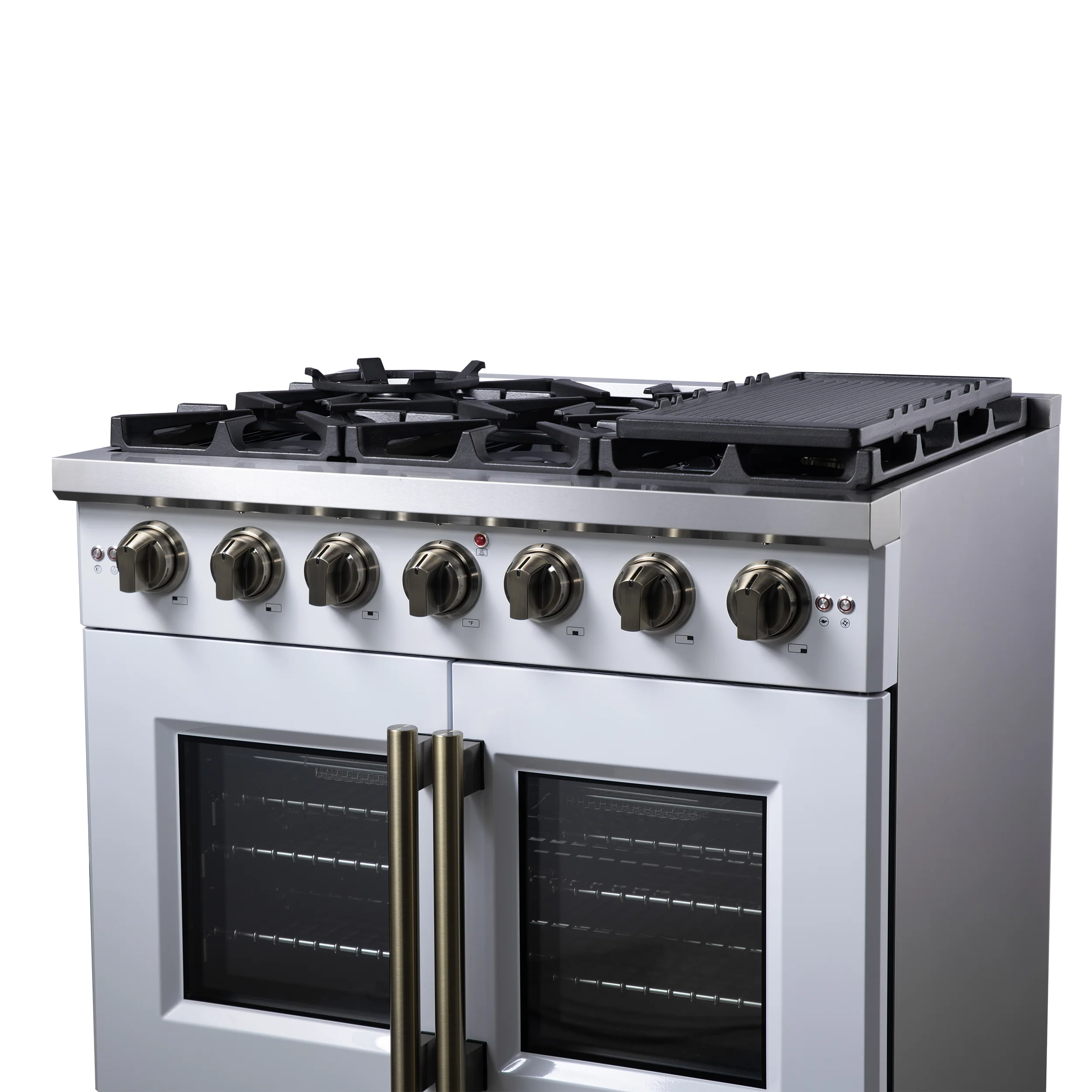 Forno Capriasca 36-Inch White Freestanding French Door Gas Range, 6 Burners, Convection Oven, Energy Efficient - Image 10