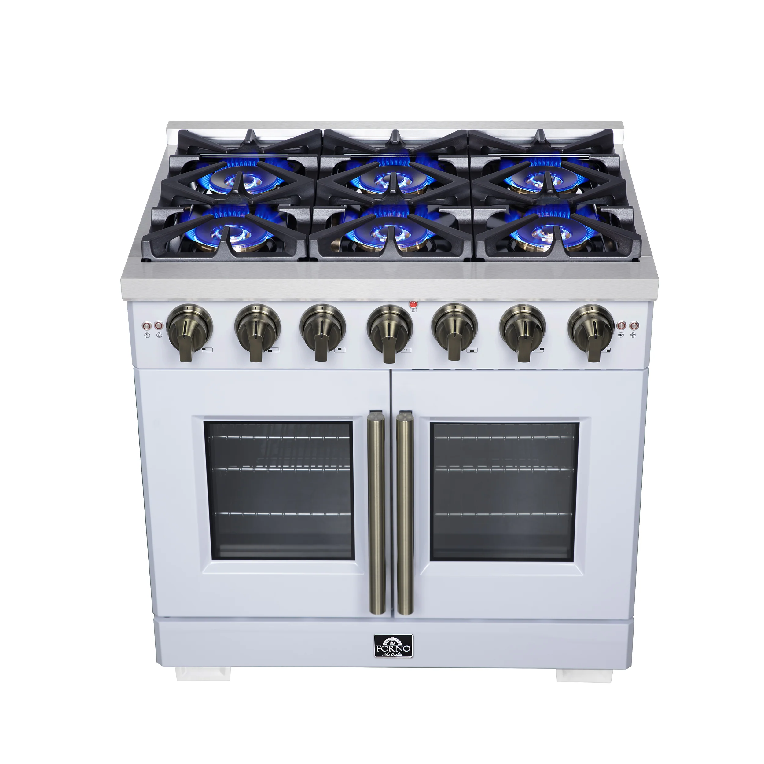 Forno Capriasca 36-Inch White Freestanding French Door Gas Range, 6 Burners, Convection Oven, Energy Efficient - Image 11