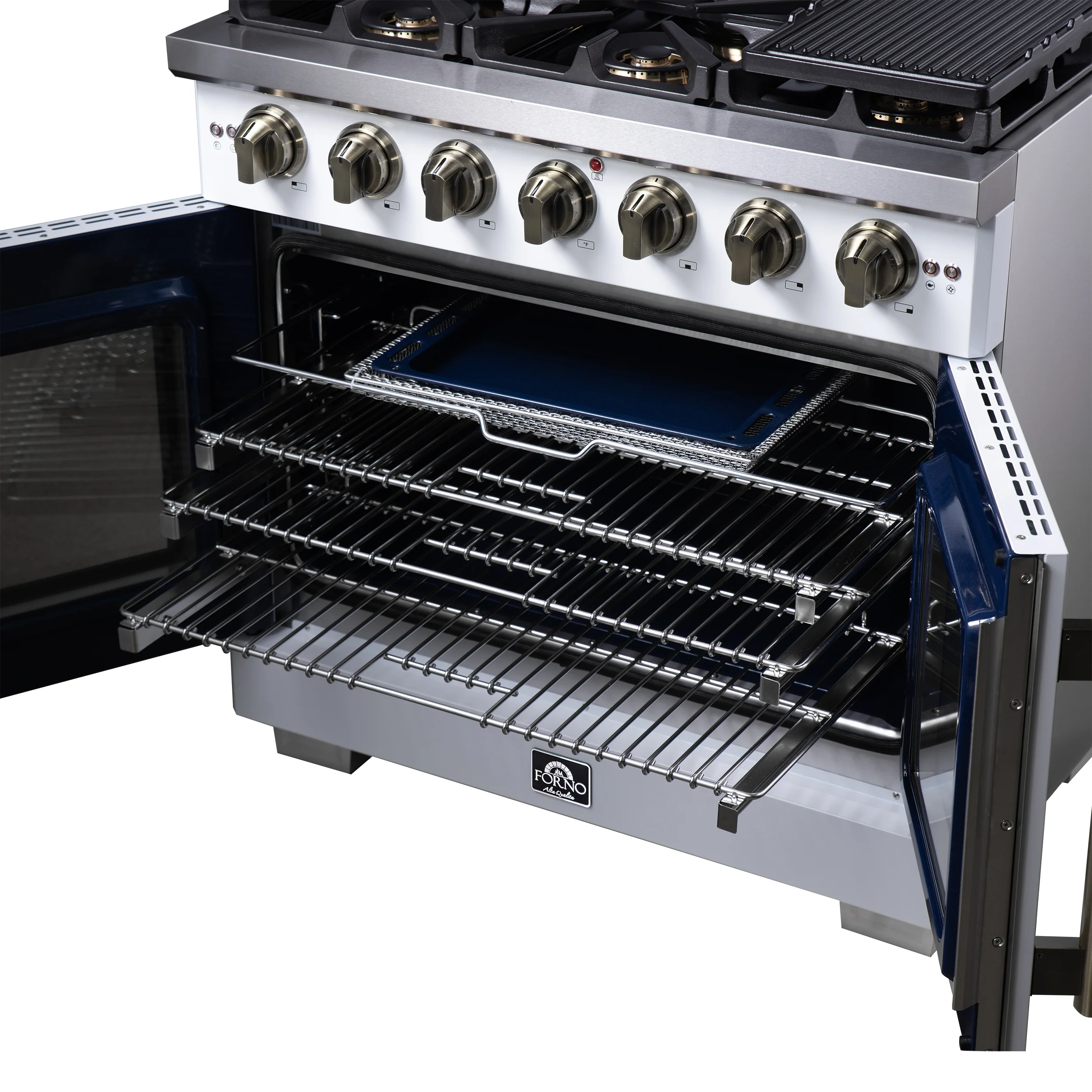 Forno Capriasca 36-Inch White Freestanding French Door Gas Range, 6 Burners, Convection Oven, Energy Efficient - Image 14