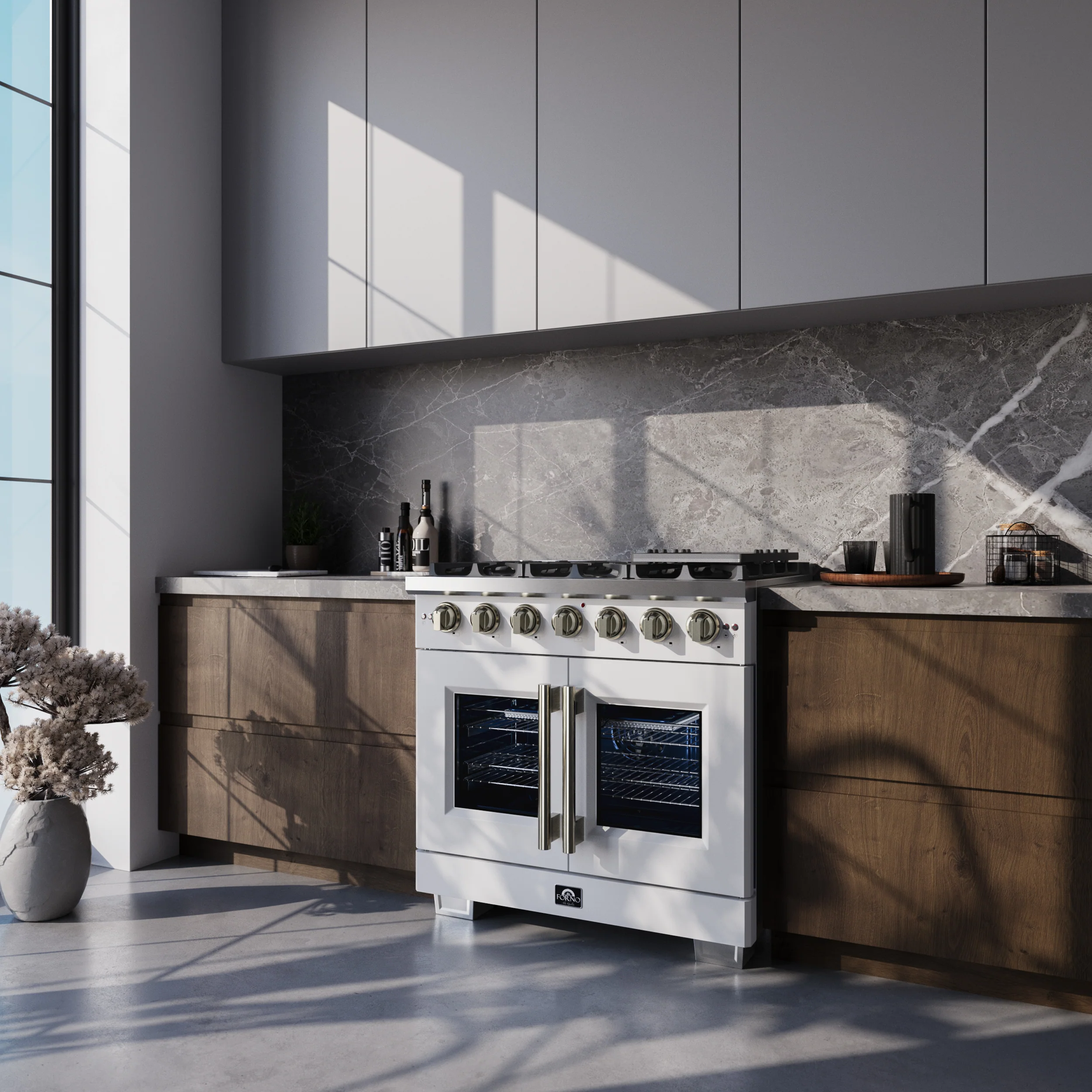 Forno Capriasca 36-Inch White Freestanding French Door Gas Range, 6 Burners, Convection Oven, Energy Efficient - Image 19