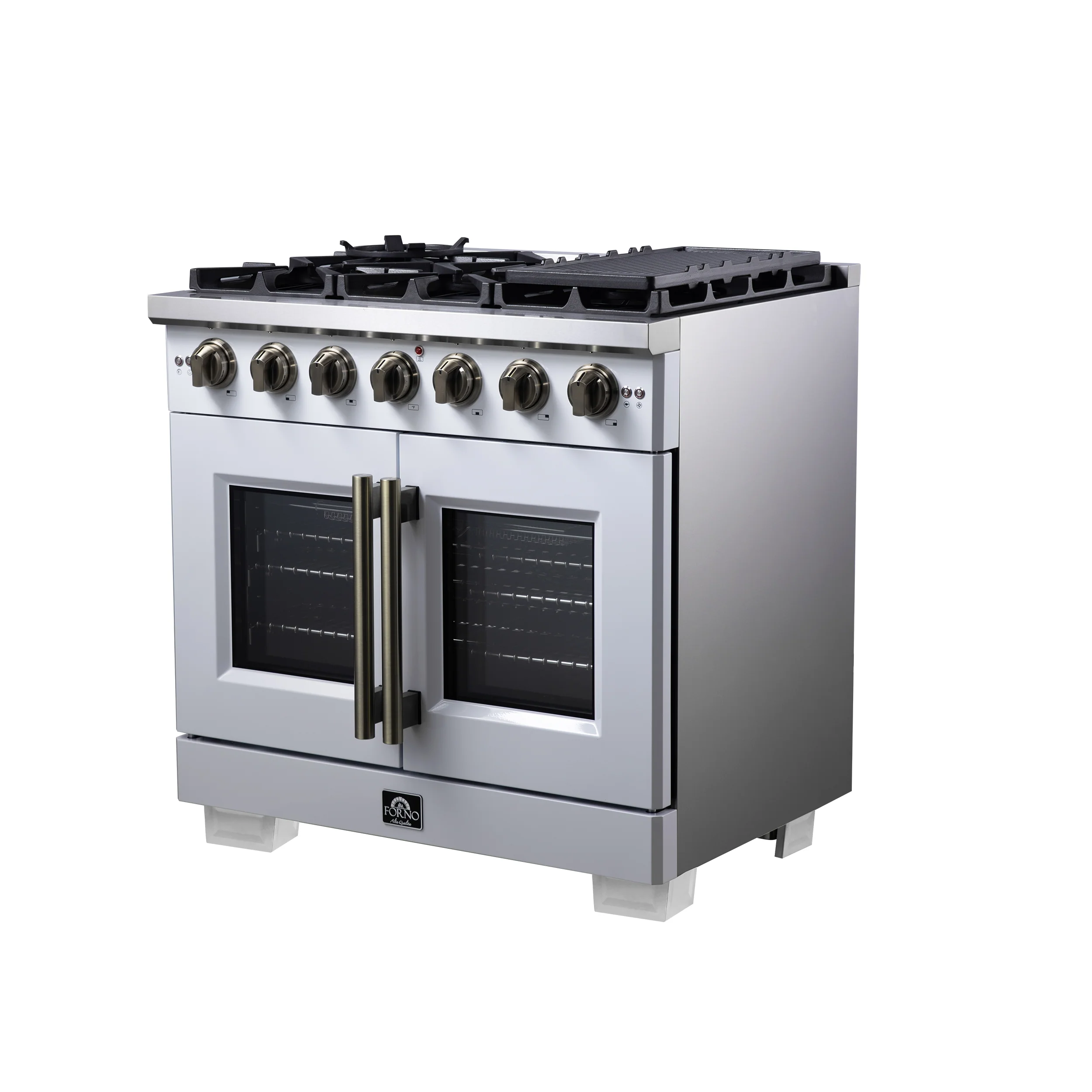 Forno Capriasca 36-Inch White Freestanding French Door Gas Range, 6 Burners, Convection Oven, Energy Efficient - Image 7