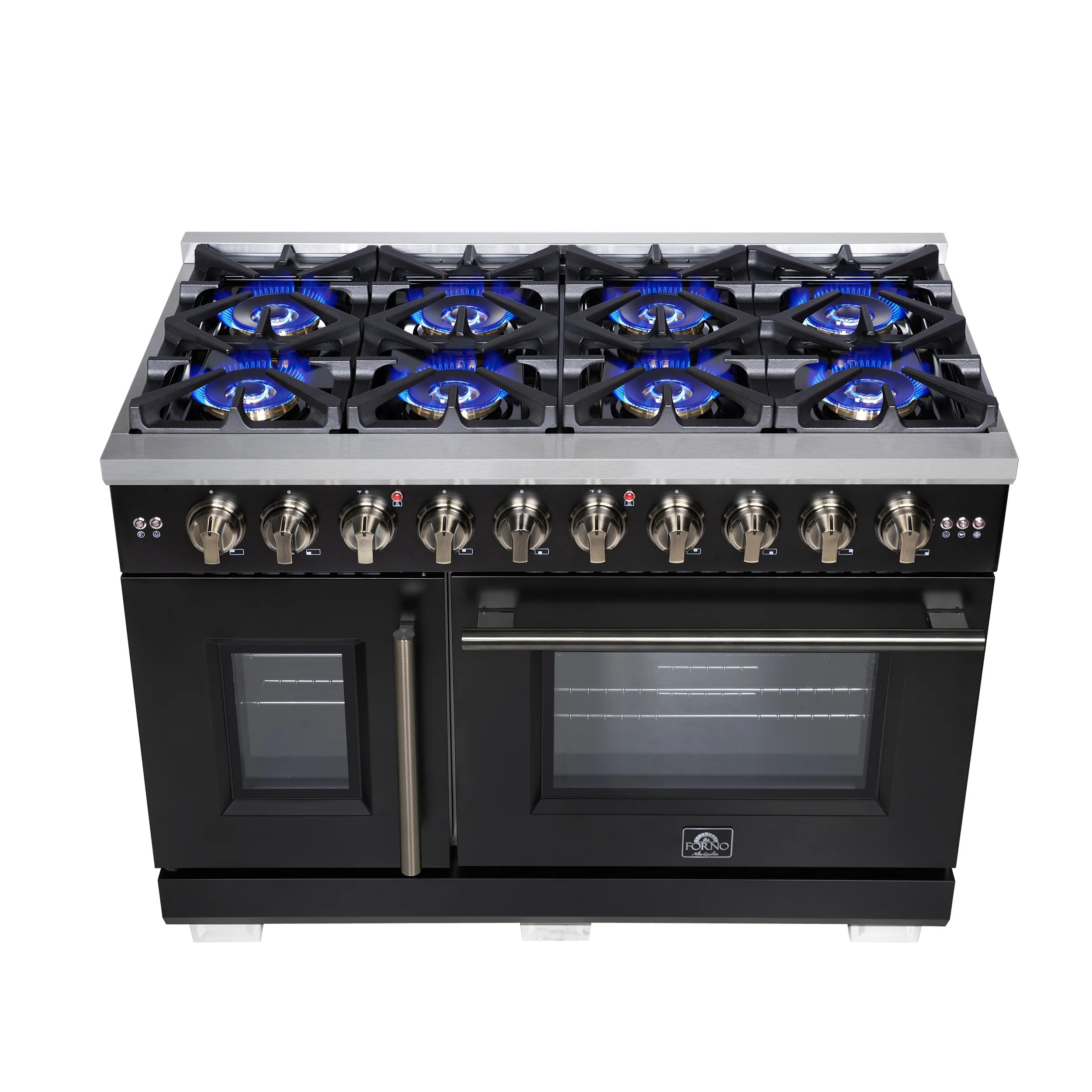 Forno Capriasca 48-Inch Black Freestanding French Door Gas Range, 8 Burners, Convection Oven, Energy Efficient - Image 10