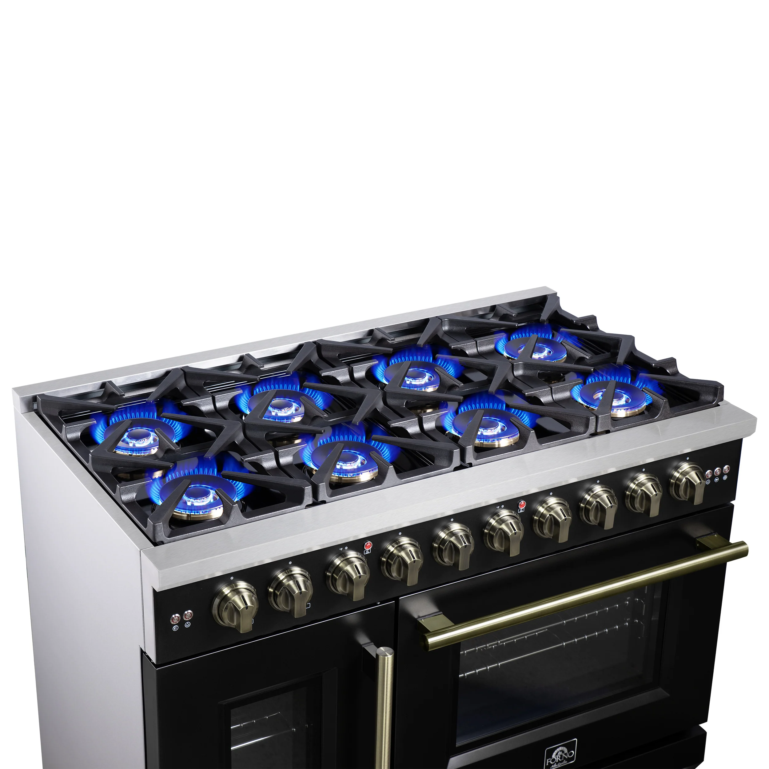 Forno Capriasca 48-Inch Black Freestanding French Door Gas Range, 8 Burners, Convection Oven, Energy Efficient - Image 11