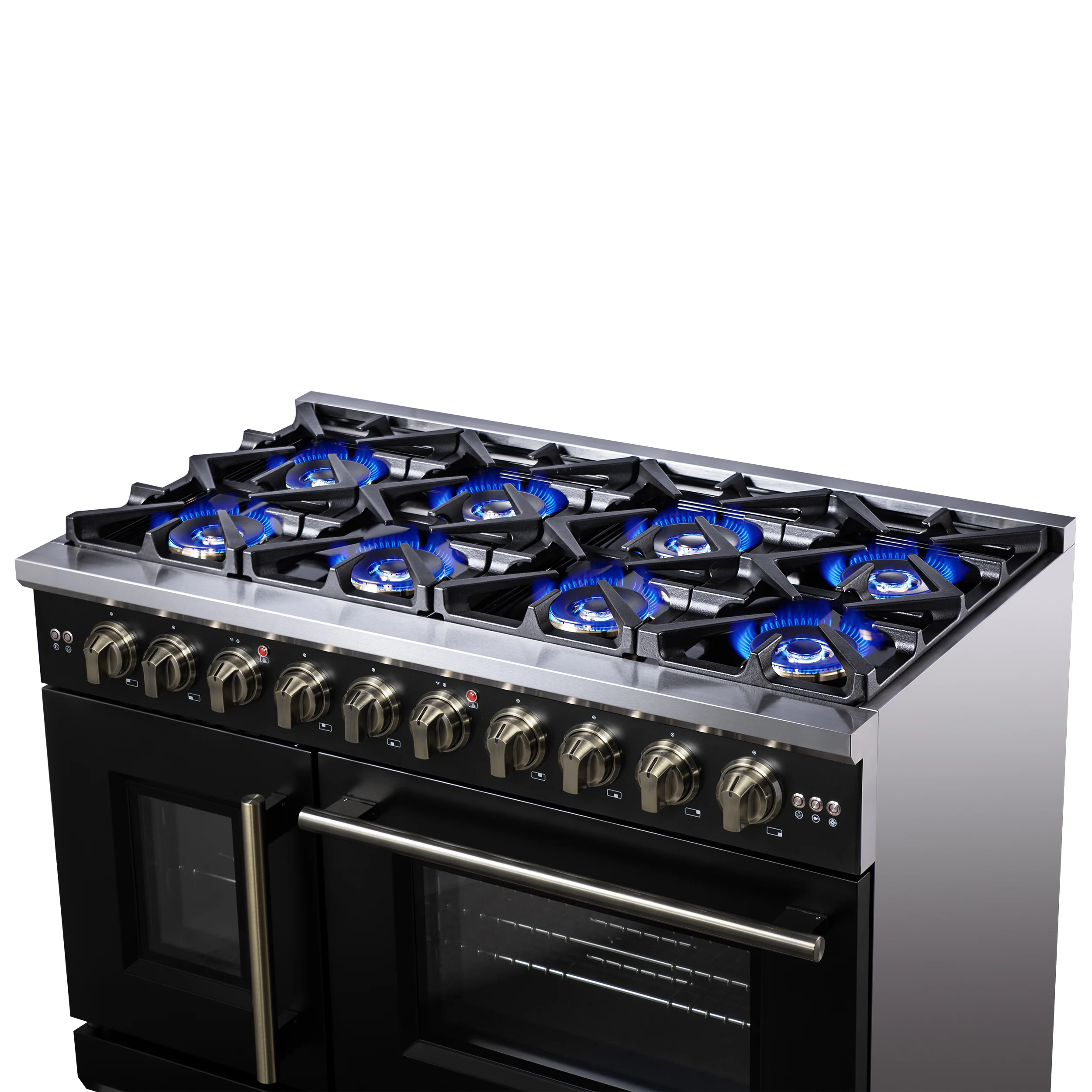 Forno Capriasca 48-Inch Black Freestanding French Door Gas Range, 8 Burners, Convection Oven, Energy Efficient - Image 12
