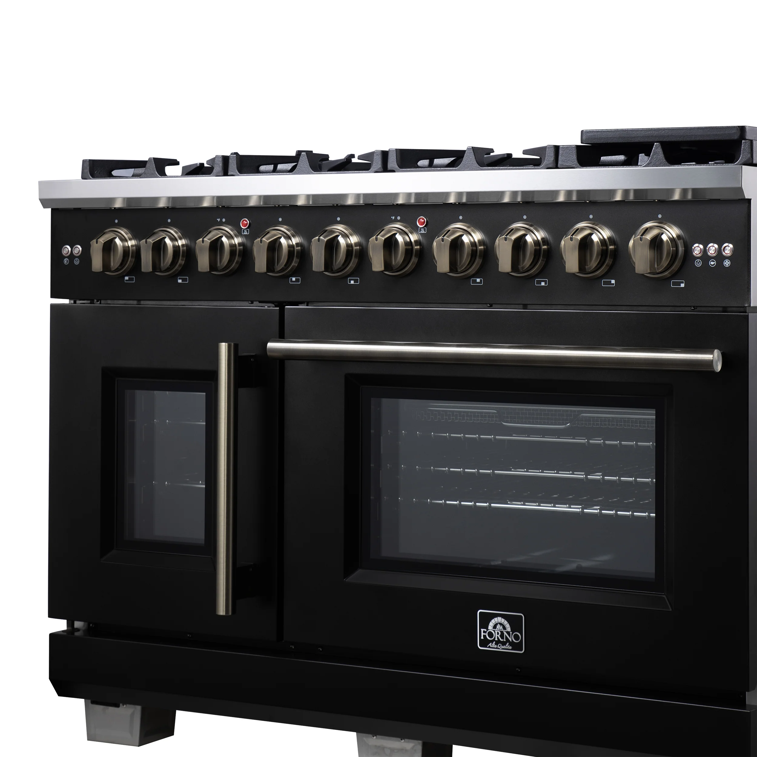 Forno Capriasca 48-Inch Black Freestanding French Door Gas Range, 8 Burners, Convection Oven, Energy Efficient - Image 8