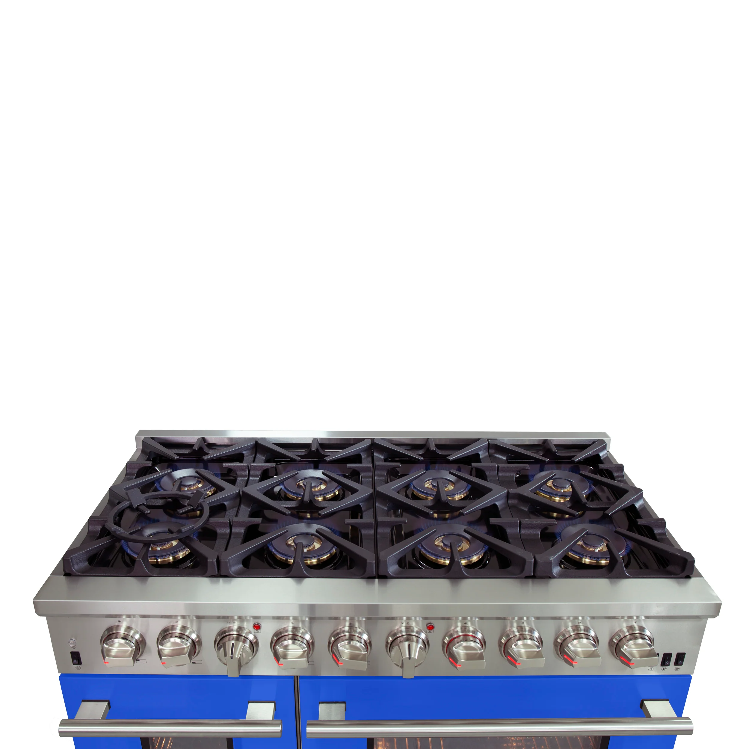 Forno Capriasca 48-Inch Freestanding Dual Fuel Range, 8 Burners, True Convection Oven, Blue Doors - Image 5