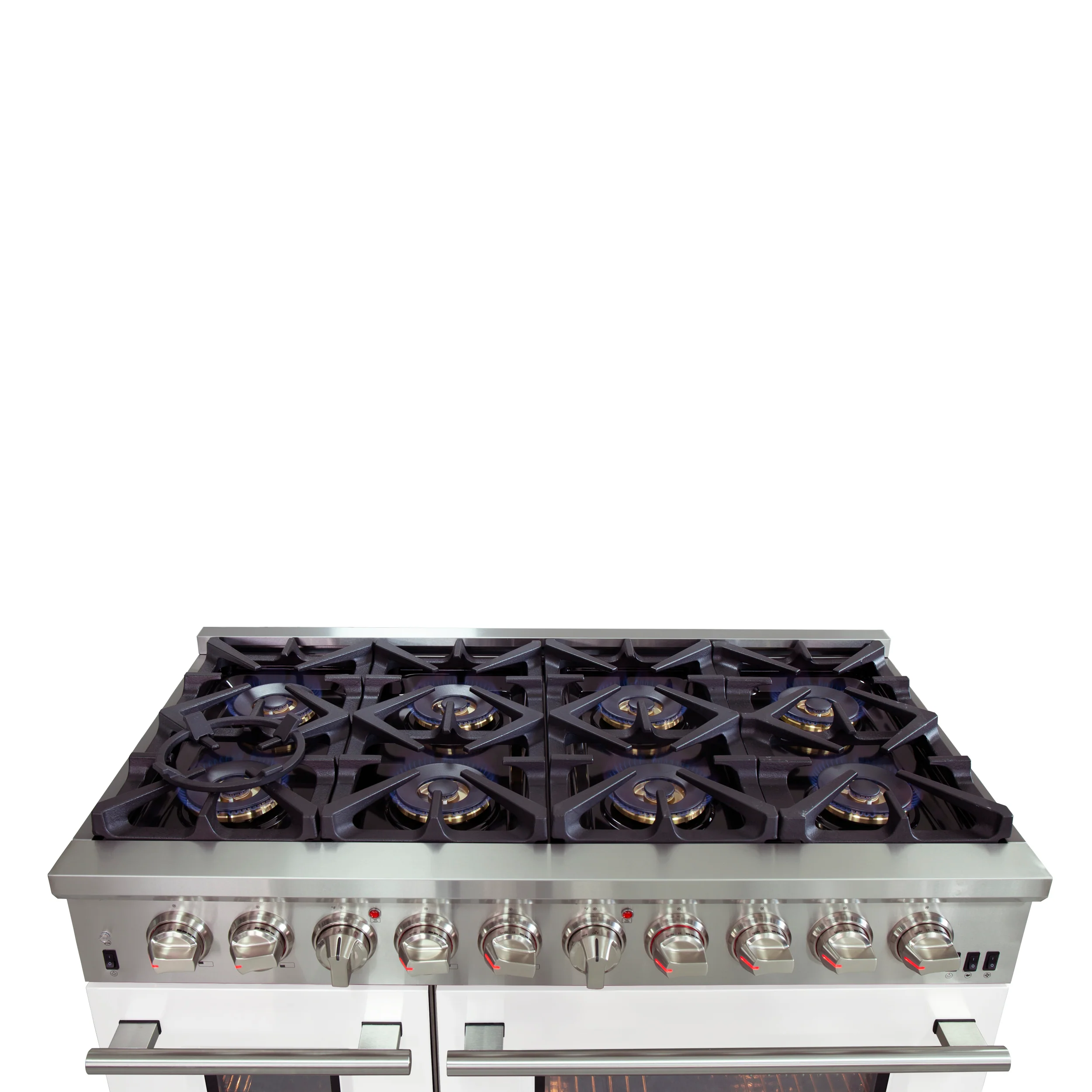 Forno Capriasca 48-Inch Freestanding Dual Fuel Range, 8 Burners, True Convection Oven, White Doors - Image 5