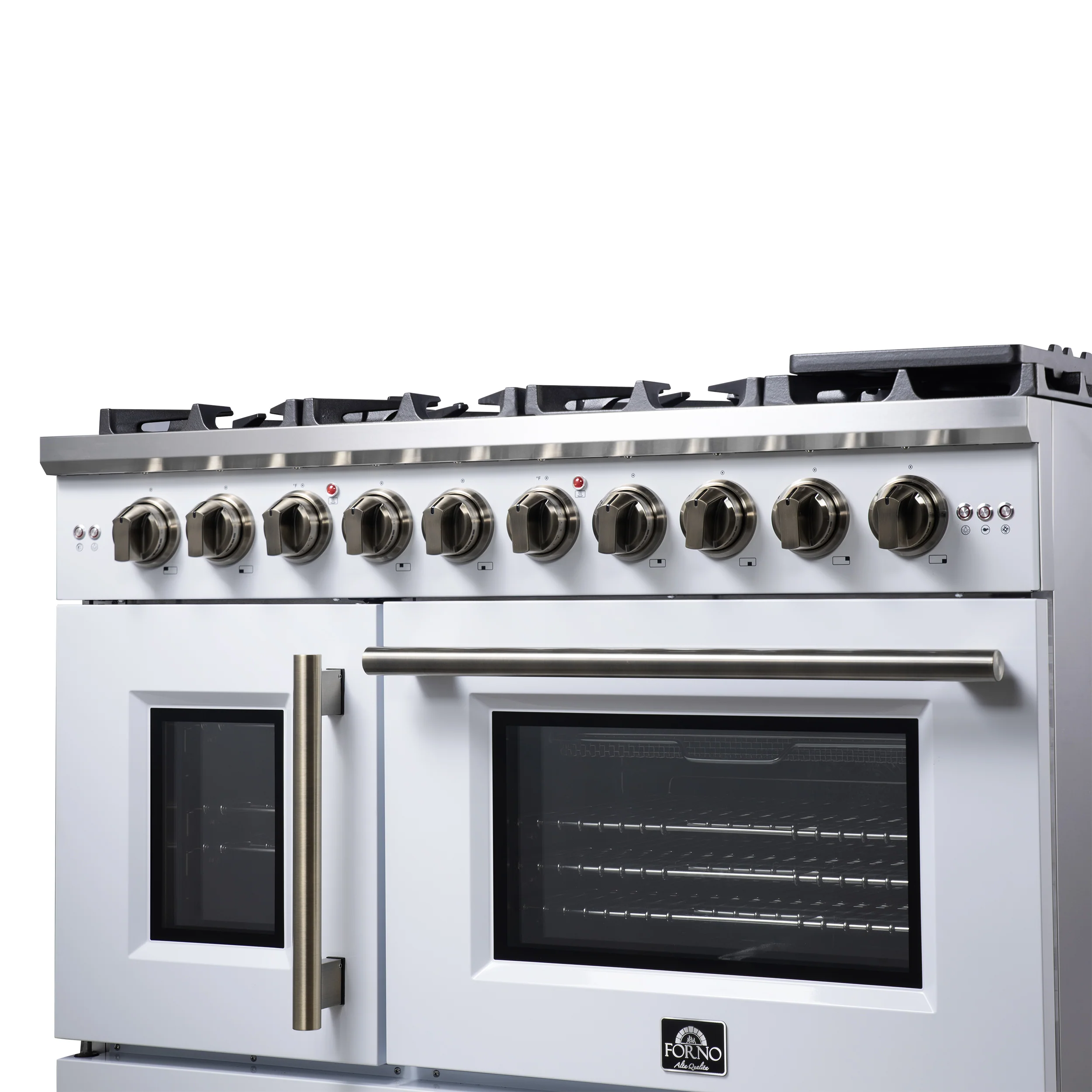 Forno Capriasca 48-Inch White Freestanding French Door Gas Range, 8 Burners, Convection Oven, Energy Efficient - Image 10