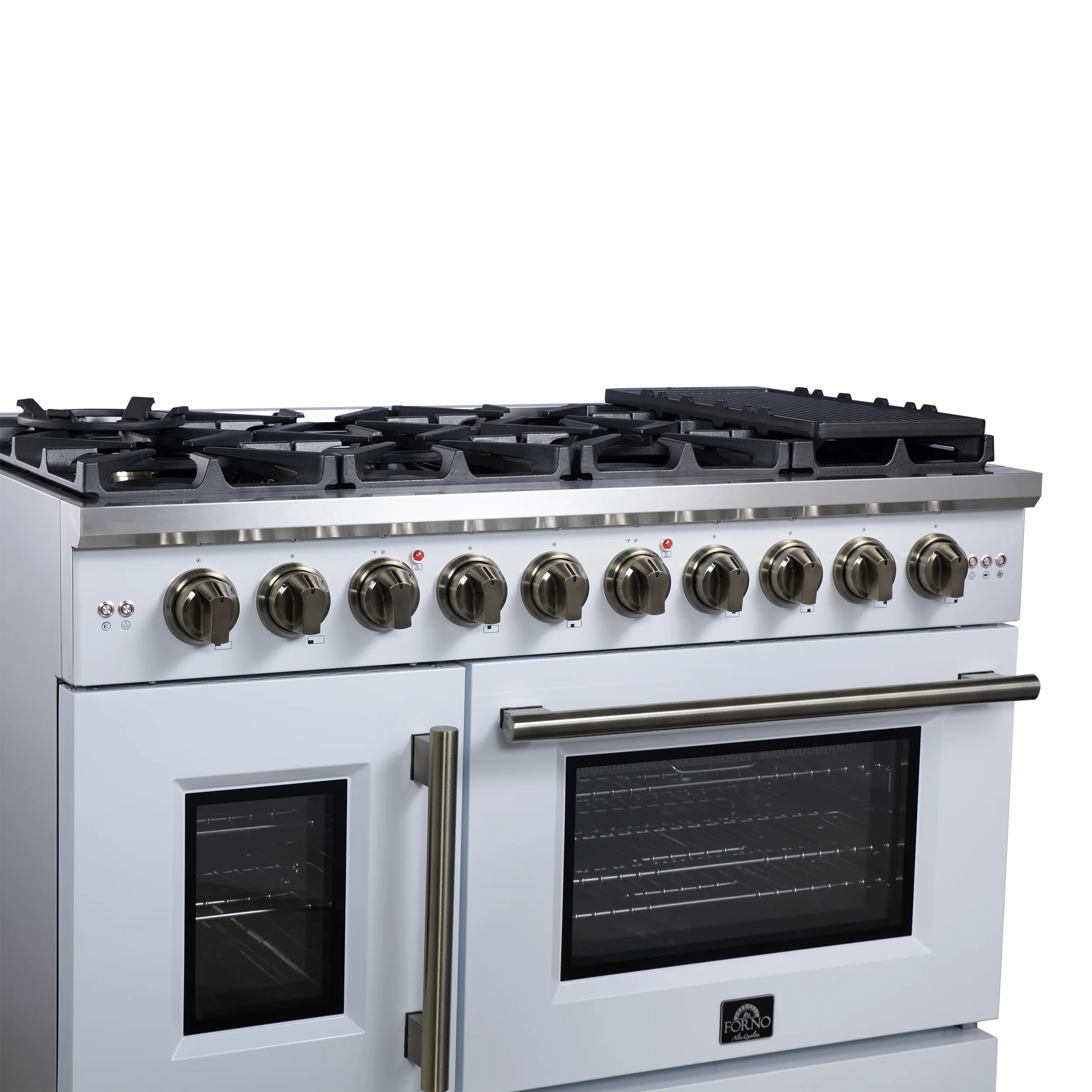 Forno Capriasca 48-Inch White Freestanding French Door Gas Range, 8 Burners, Convection Oven, Energy Efficient - Image 5