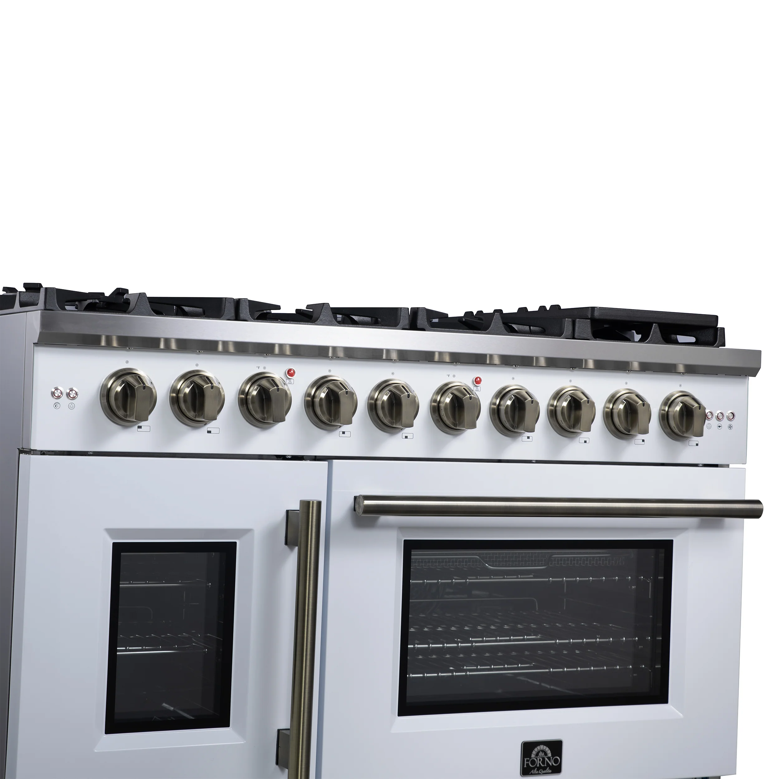 Forno Capriasca 48-Inch White Freestanding French Door Gas Range, 8 Burners, Convection Oven, Energy Efficient - Image 6