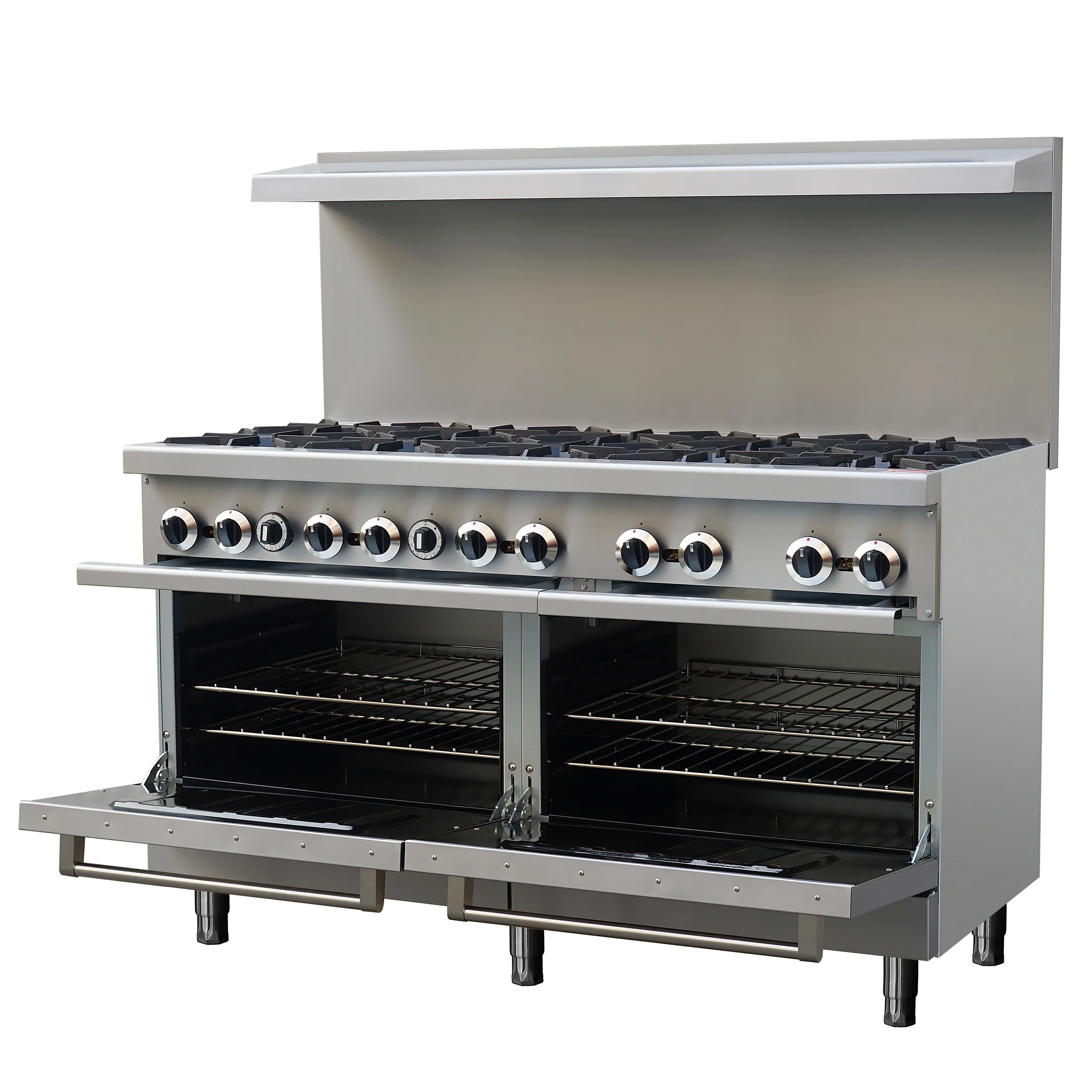 Forno Commerciale 60 Inch Stainless Steel Gas Range, 10 Burners 300,000 BTU Total, 9.3 cu.ft. Ovens - Image 3