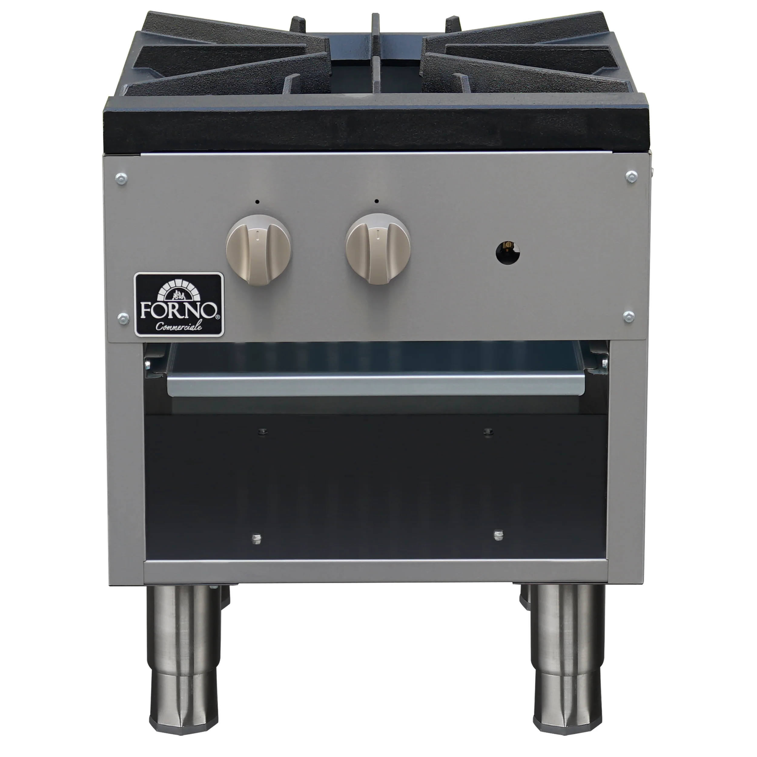 Forno Commerciale gas stock pot range, 1 powerful 3-ring burner, 80,000 BTU, durable stainless steel, heavy-duty cast iron grate - Image 2