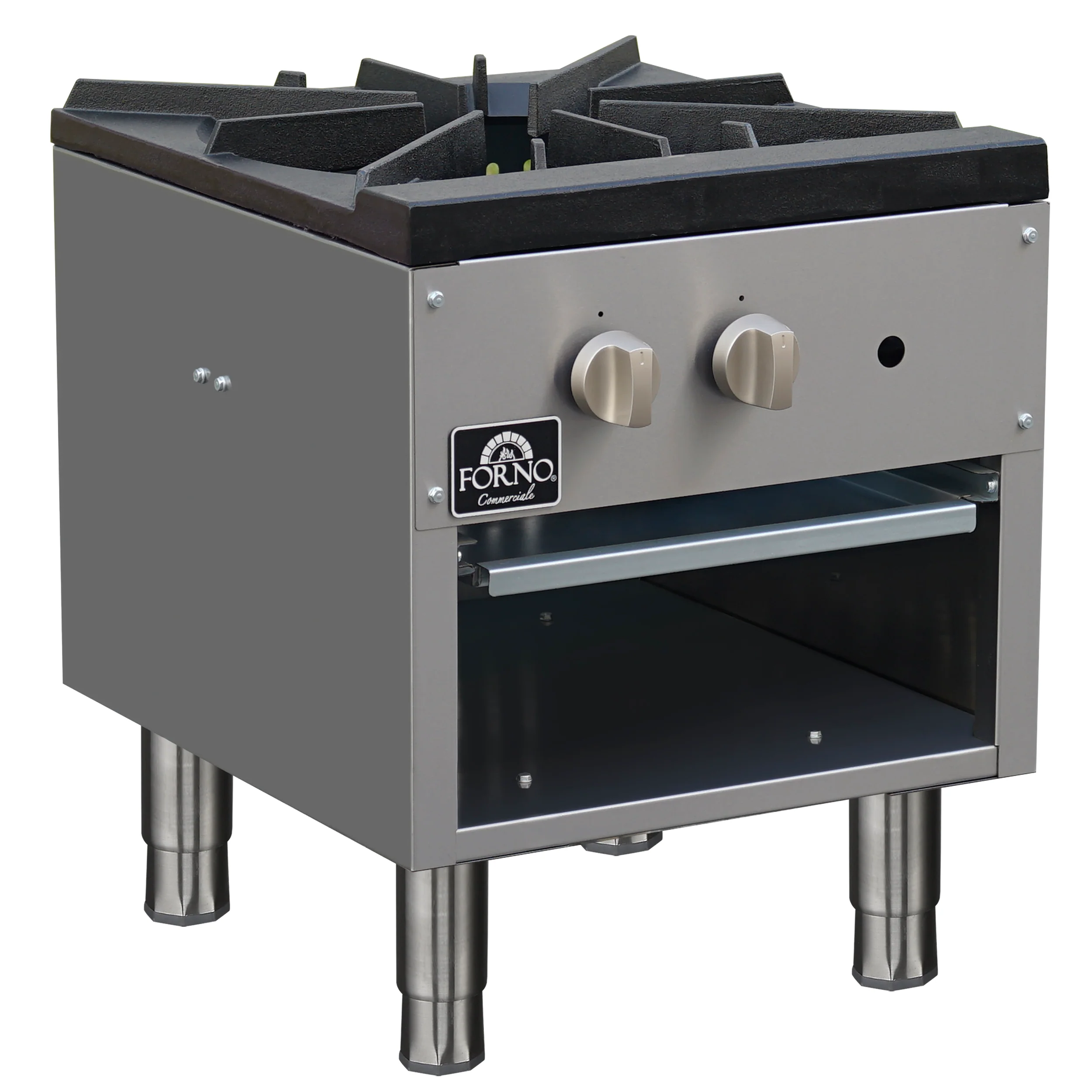 Forno Commerciale gas stock pot range, 1 powerful 3-ring burner, 80,000 BTU, durable stainless steel, heavy-duty cast iron grate - Image 3