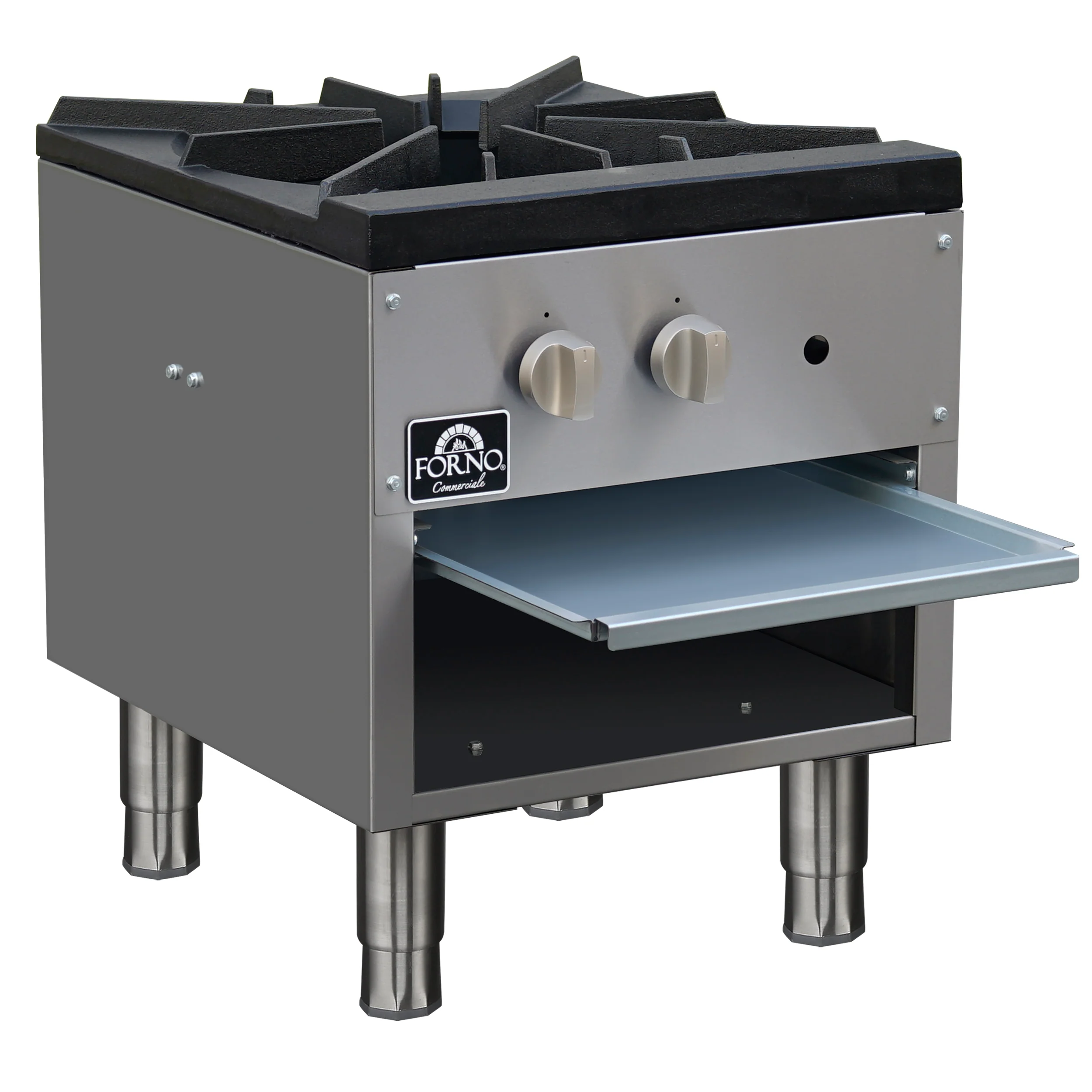 Forno Commerciale gas stock pot range, 1 powerful 3-ring burner, 80,000 BTU, durable stainless steel, heavy-duty cast iron grate - Image 4