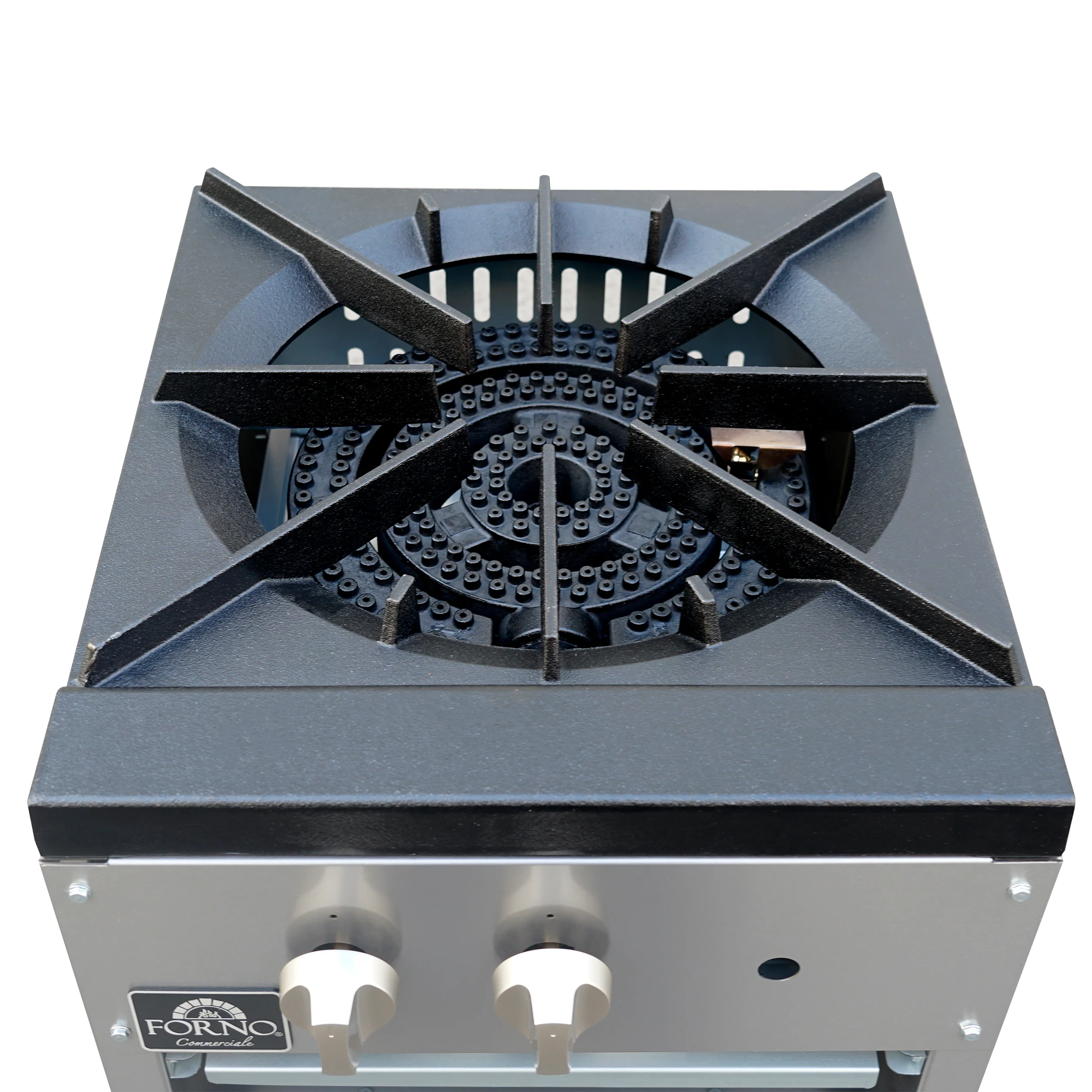Forno Commerciale gas stock pot range, 1 powerful 3-ring burner, 80,000 BTU, durable stainless steel, heavy-duty cast iron grate - Image 7