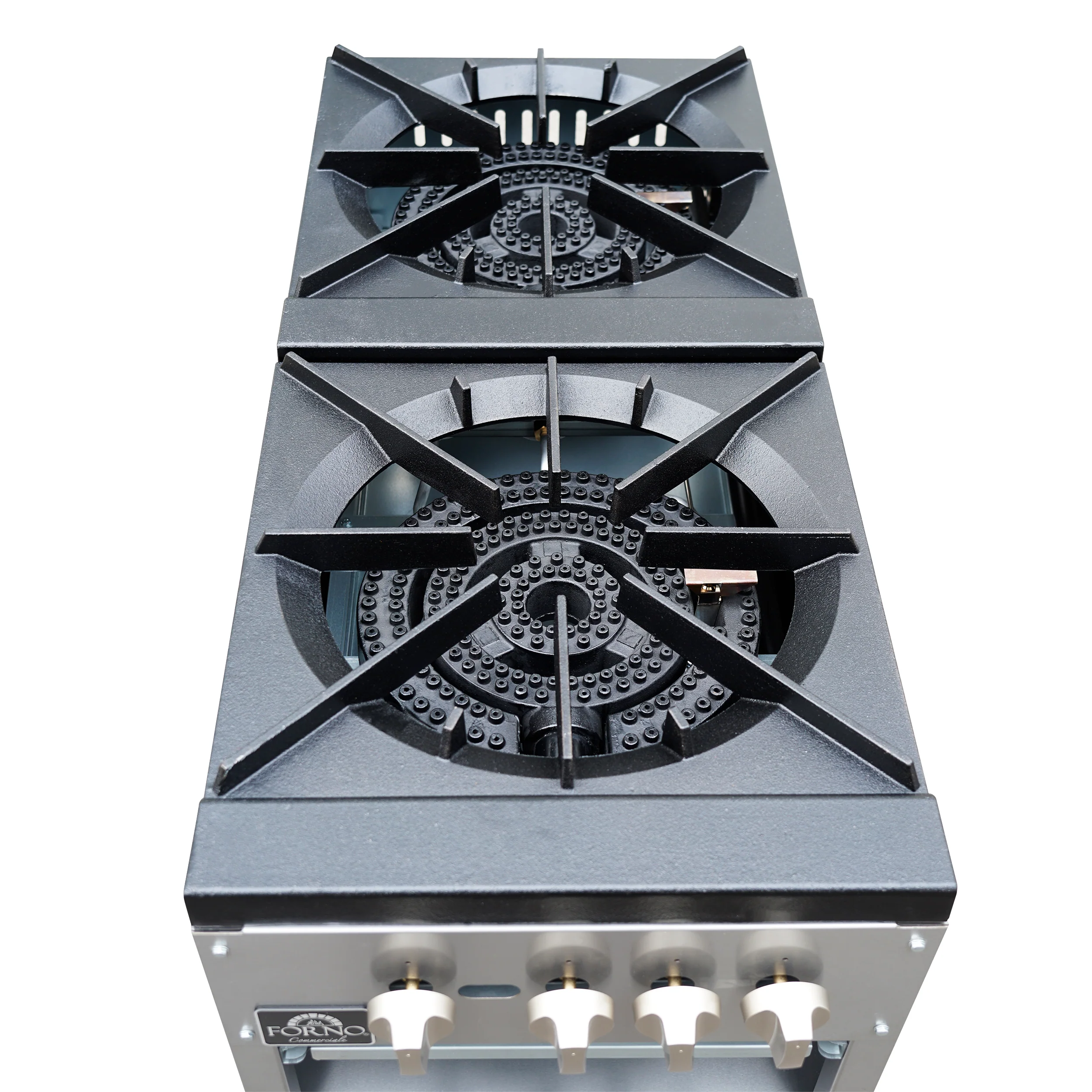 Forno Commerciale gas stock pot range, 2 powerful 3-ring burners, 160,000 BTU, durable stainless steel, heavy-duty cast iron grates - Image 6