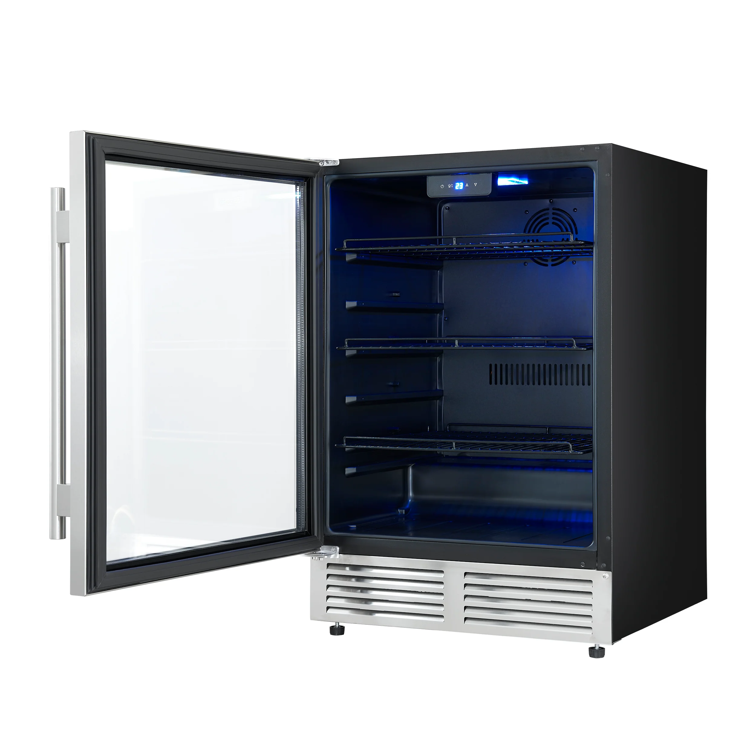Forno Frescolino 24 Inch Beverage Cooler, Stainless Steel, with LED Lighting, Triple Glass Door, 188 Can Capacity, Built-In or Freestanding - Image 8