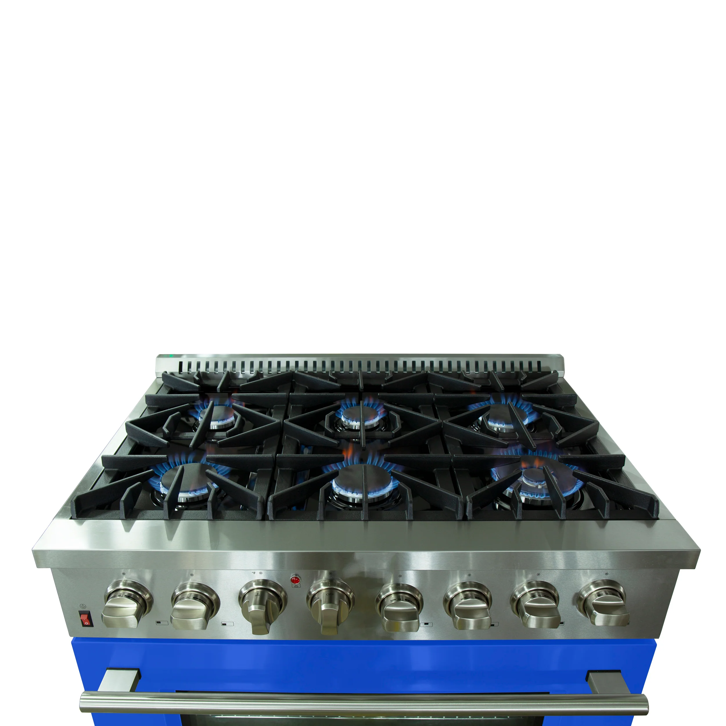 Forno Galiano 36-Inch Freestanding Dual Fuel Range, 6 Burners, Double Convection Ovens, Blue Door - Image 6
