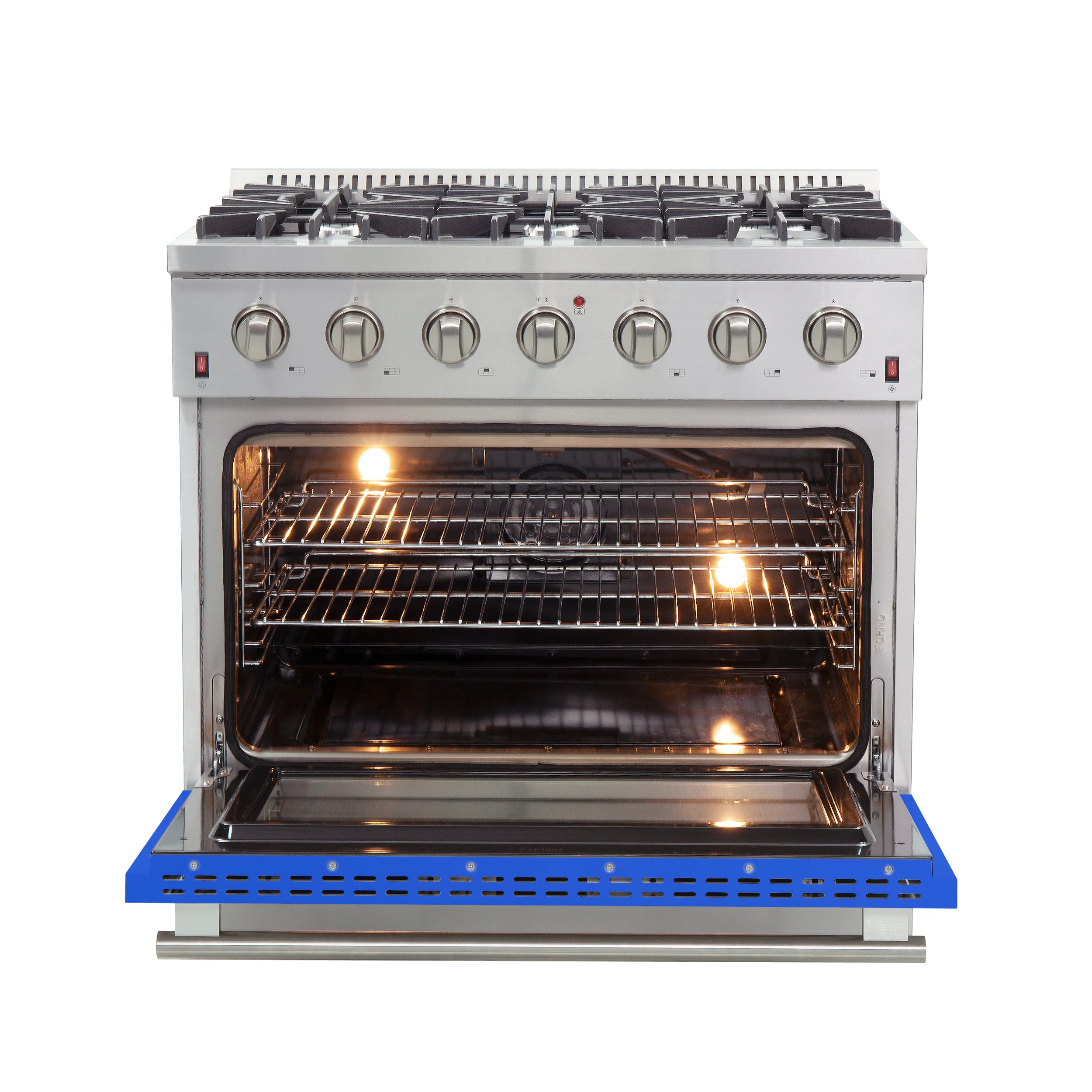 Forno Galiano 36-Inch Freestanding Gas Range, Stainless Steel, 6 Burners, Energy Efficient, Blue Door - Image 2