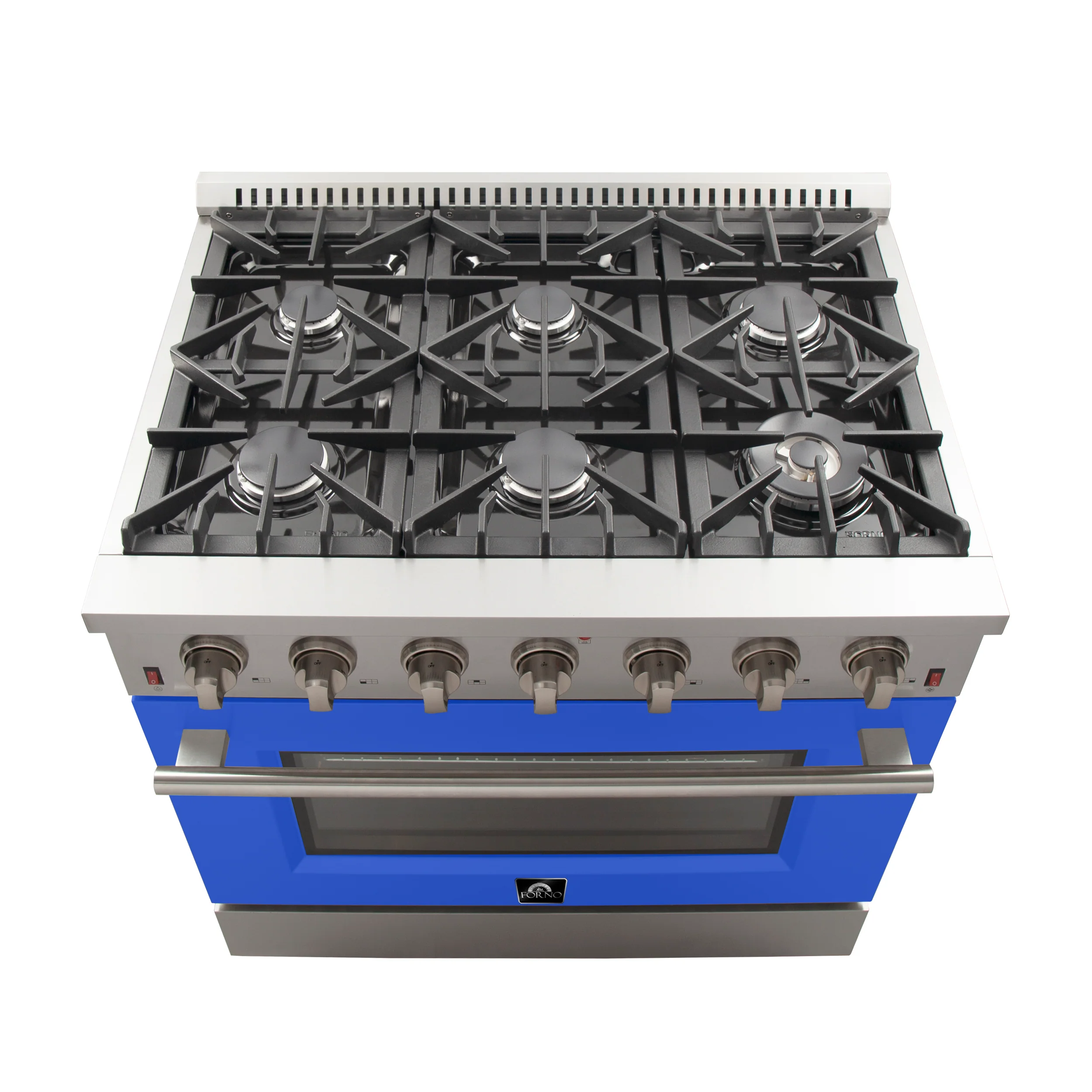 Forno Galiano 36-Inch Freestanding Gas Range, Stainless Steel, 6 Burners, Energy Efficient, Blue Door - Image 5