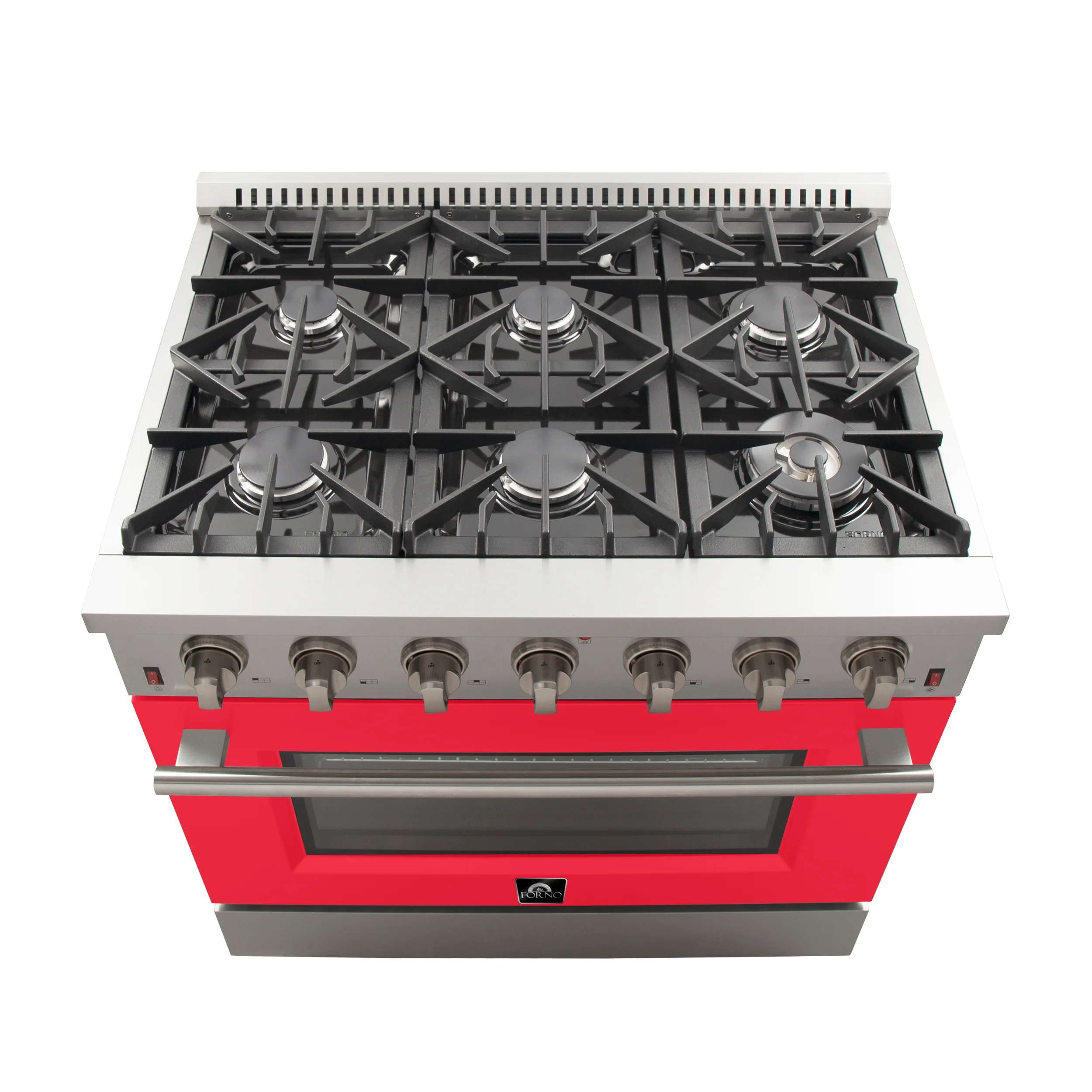 Forno Galiano 36-Inch Freestanding Gas Range, Stainless Steel, 6 Burners, Energy Efficient, Red Door - Image 5