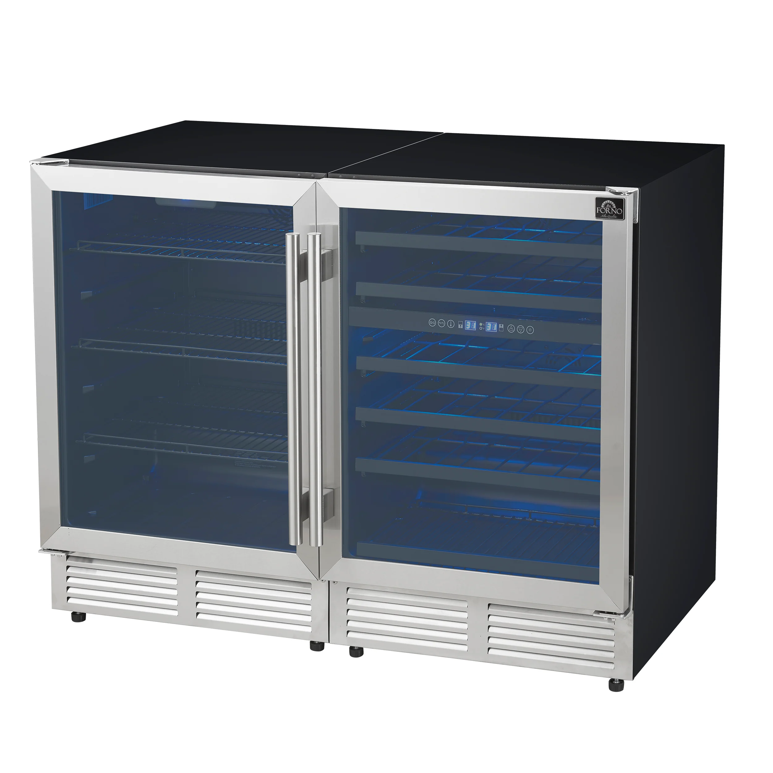 Gemello 48 Inch Side-by-Side Wine and Beverage Cooler in Stainless Steel, French Door, 9.6 cu. ft. - Image 3