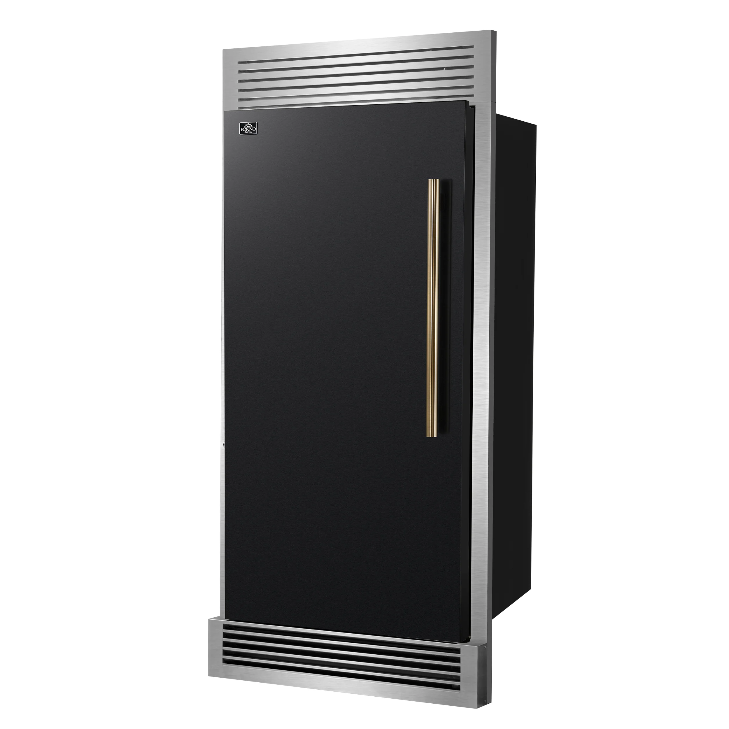 Forno Maderno 28" Built-In Convertible Refrigerator in Black, 13.6 cu.ft. Left Swing with Decorative Grill - 32" Wide - Image 3