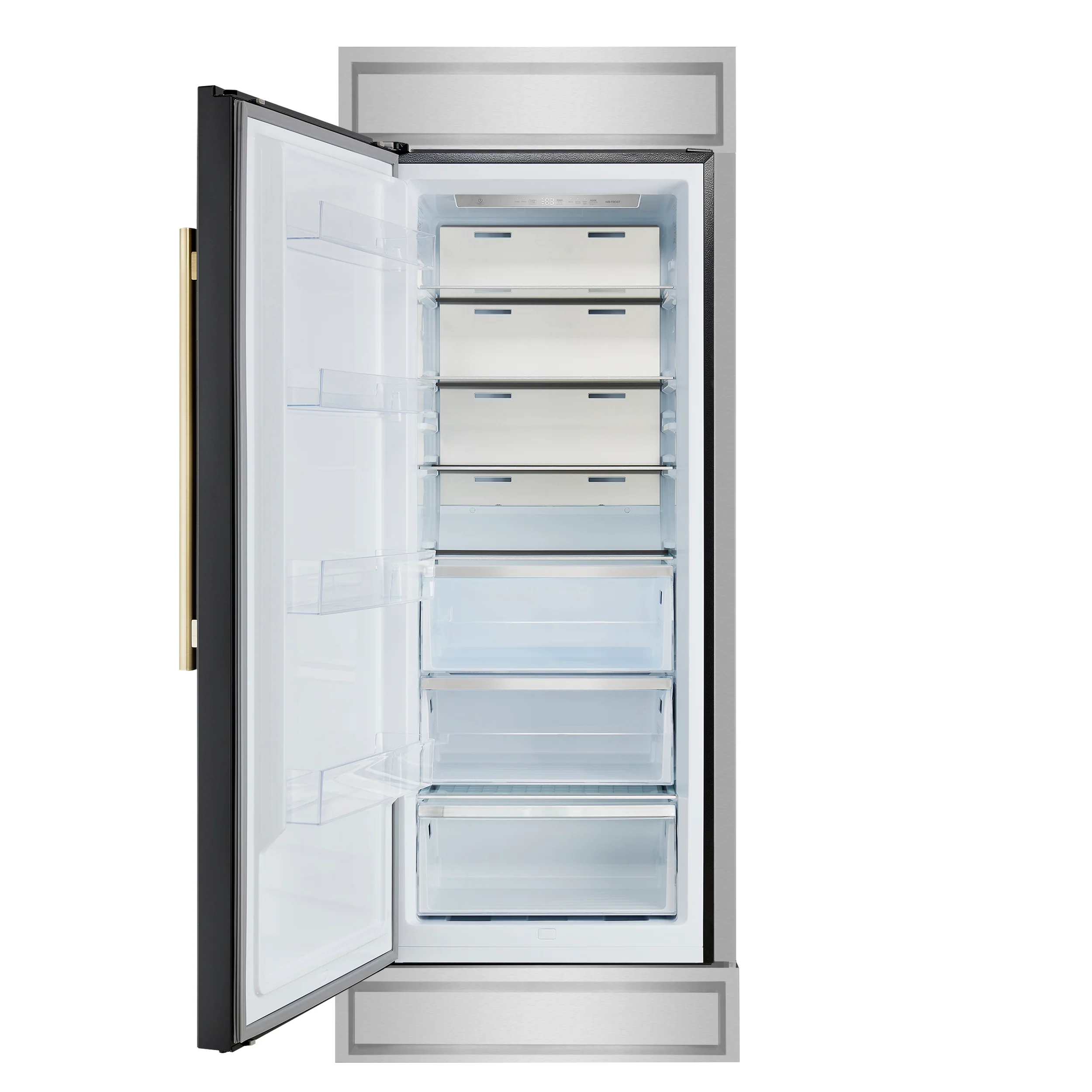 Forno Maderno 28-Inch Built-In Convertible Refrigerator in Black with Antique Brass, 13.6 cu.ft, Left Swing, Decorative Grill, ENERGY STAR Certified - Image 2