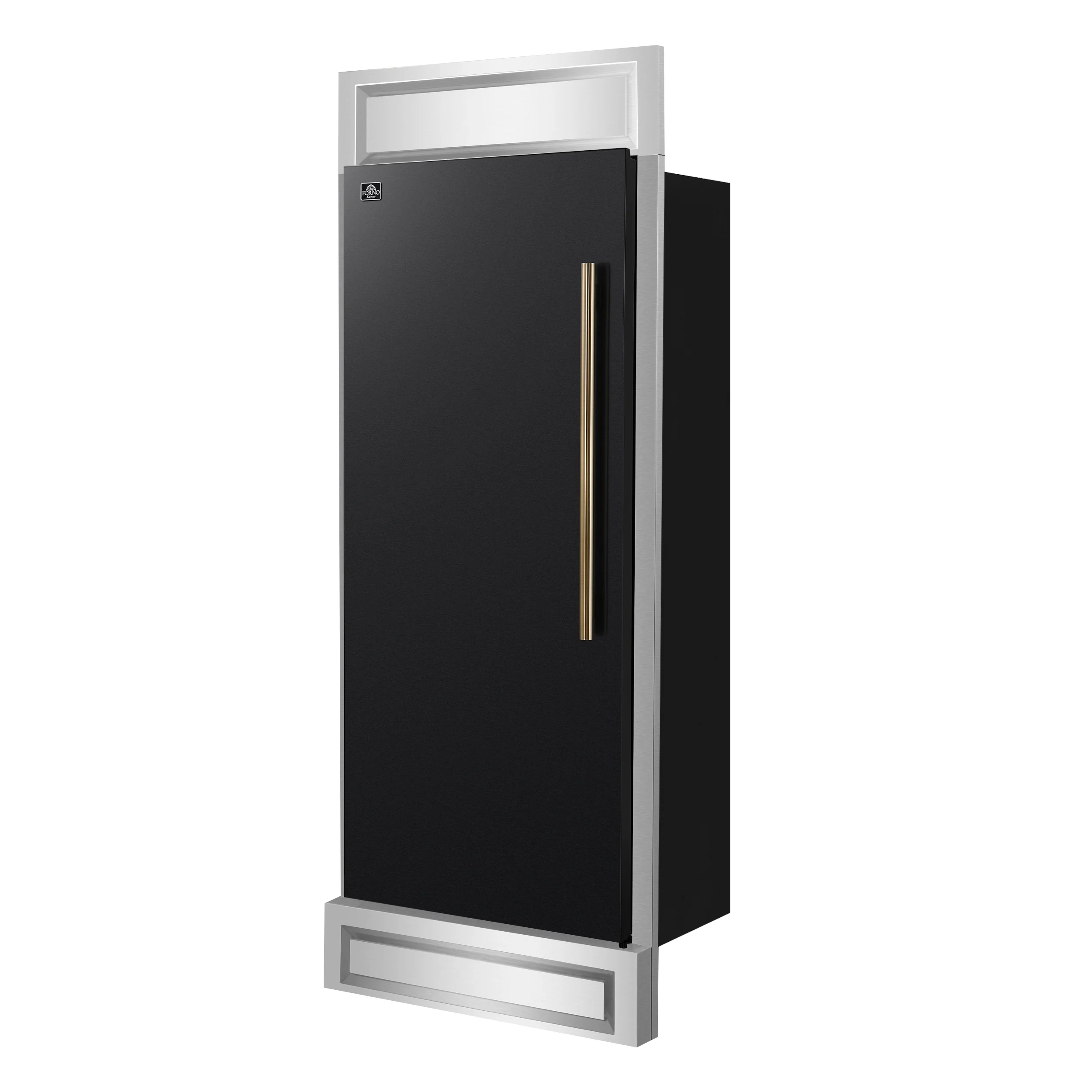 Forno Maderno 28-Inch Built-In Convertible Refrigerator in Black with Antique Brass, 13.6 cu.ft, Left Swing, Decorative Grill, ENERGY STAR Certified - Image 3