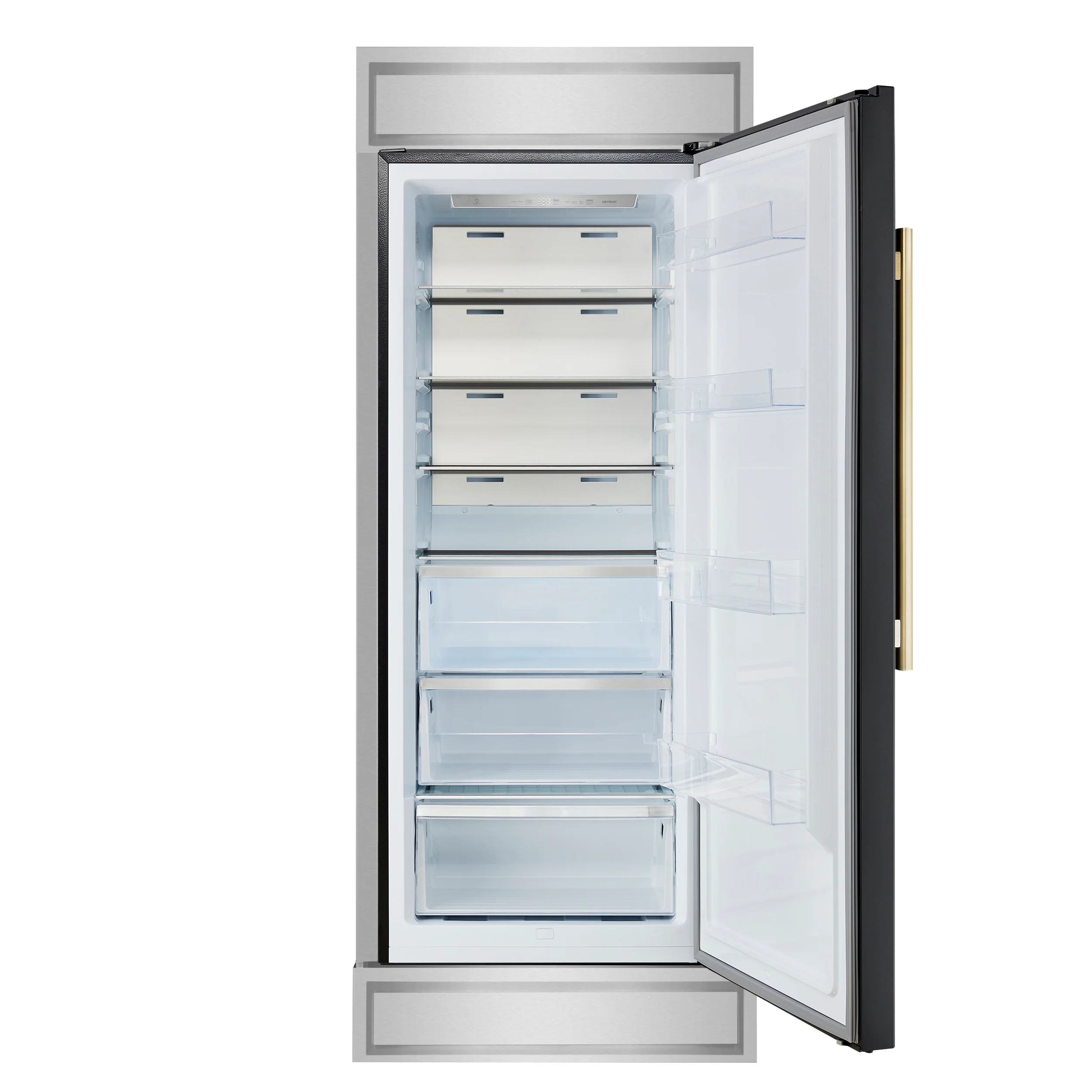 Forno Maderno 28-Inch Built-In Convertible Refrigerator in Black with Antique Brass Handle, 13.6 cu.ft. Right Swing with Decorative Grill - 32-Inch Wide - Image 2