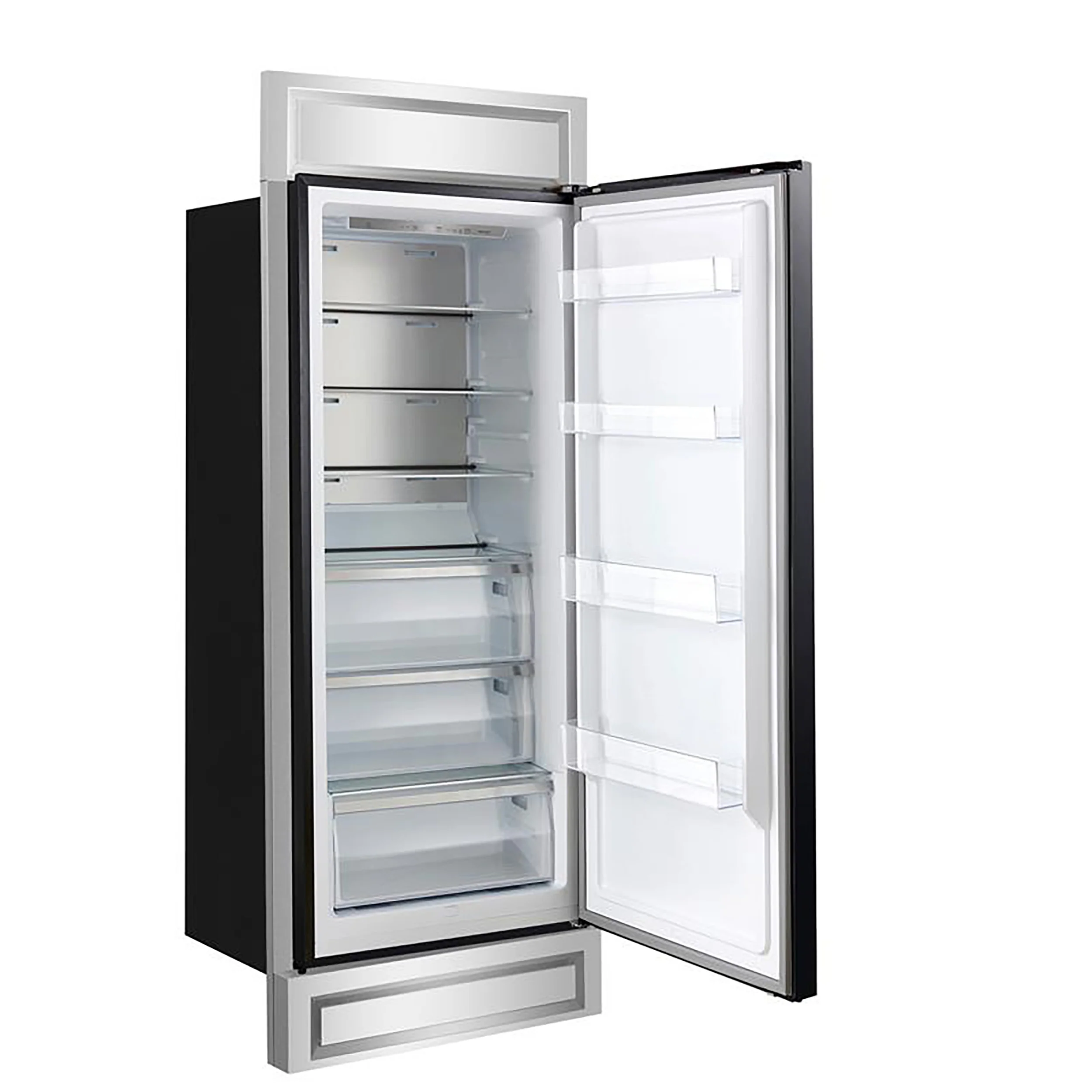 Forno Maderno 28-Inch Built-In Convertible Refrigerator in Black with Antique Brass Handle, 13.6 cu.ft. Right Swing with Decorative Grill - 32-Inch Wide - Image 4