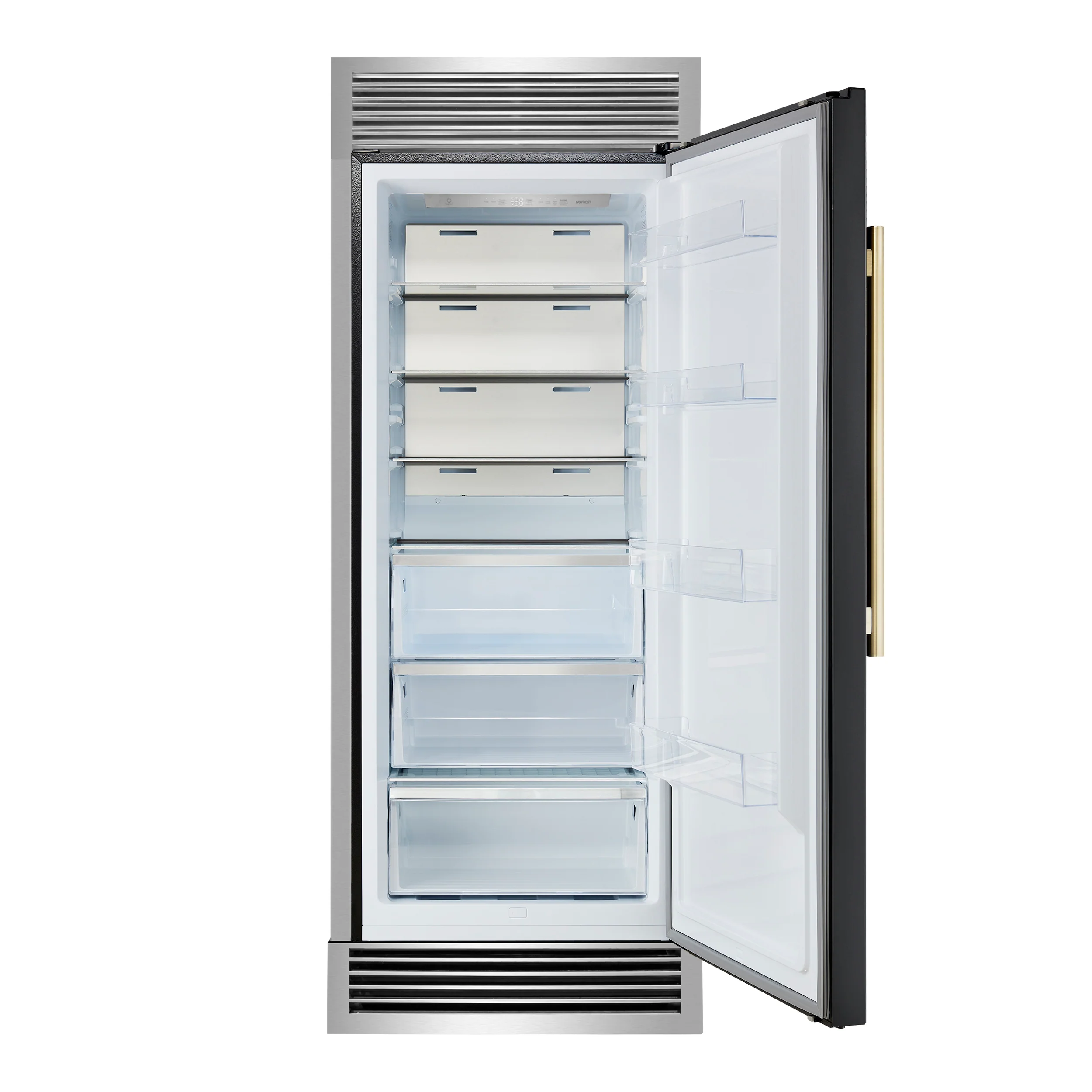 Forno Maderno 28-Inch Built-In Convertible Refrigerator in Black with Antique Brass Handle, 13.6 cu.ft. Right Swing with Decorative Trim - 32-Inch Wide - Image 2