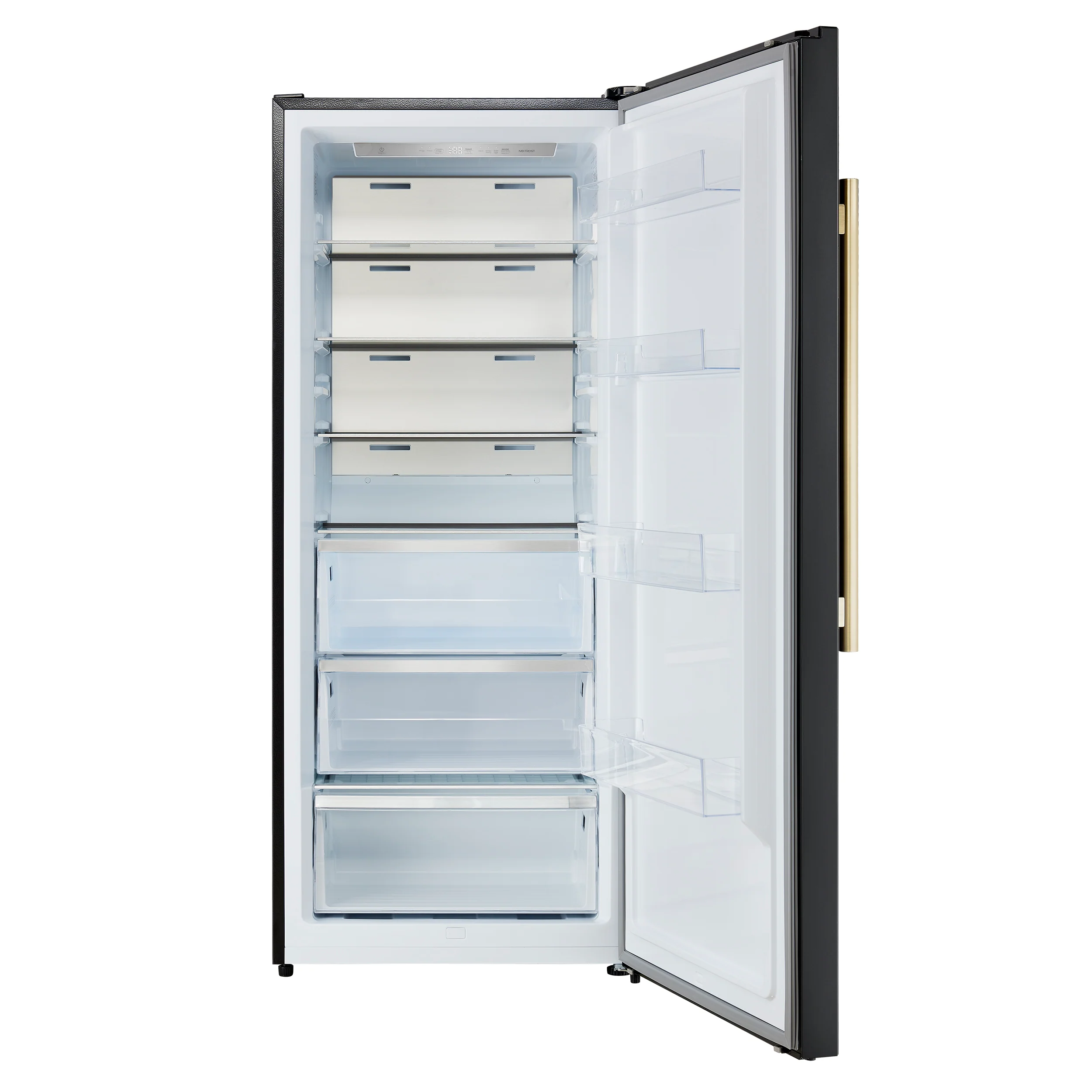 Forno Maderno 28-Inch Convertible Freezer/Refrigerator in Black with Antique Brass Handle, 13.6 cu.ft. Right Swing - Image 2