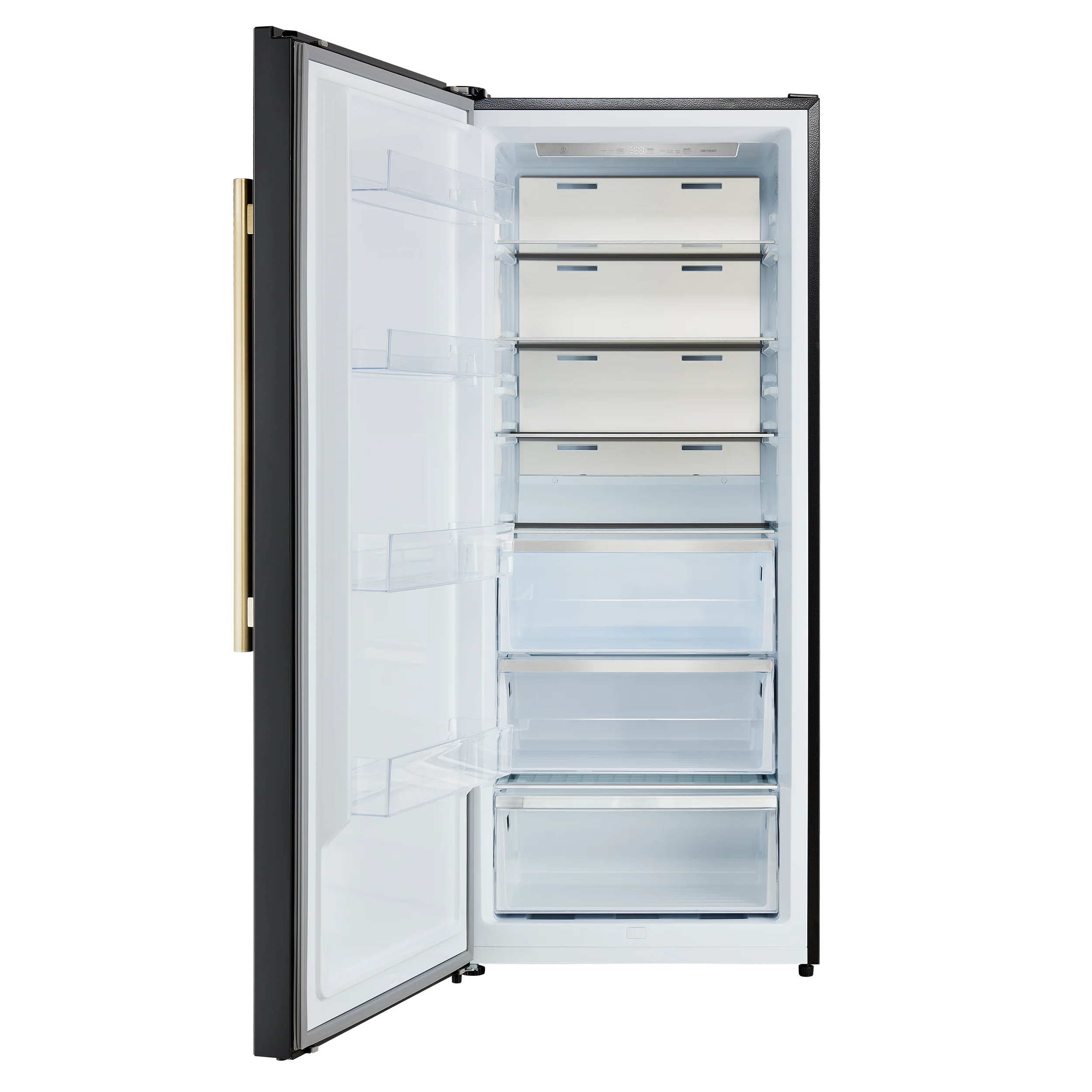 Forno Maderno 28-Inch Convertible Upright Freezer/Refrigerator in Black with Antique Brass Handle, 13.6 cu.ft., Left Swing - Image 2