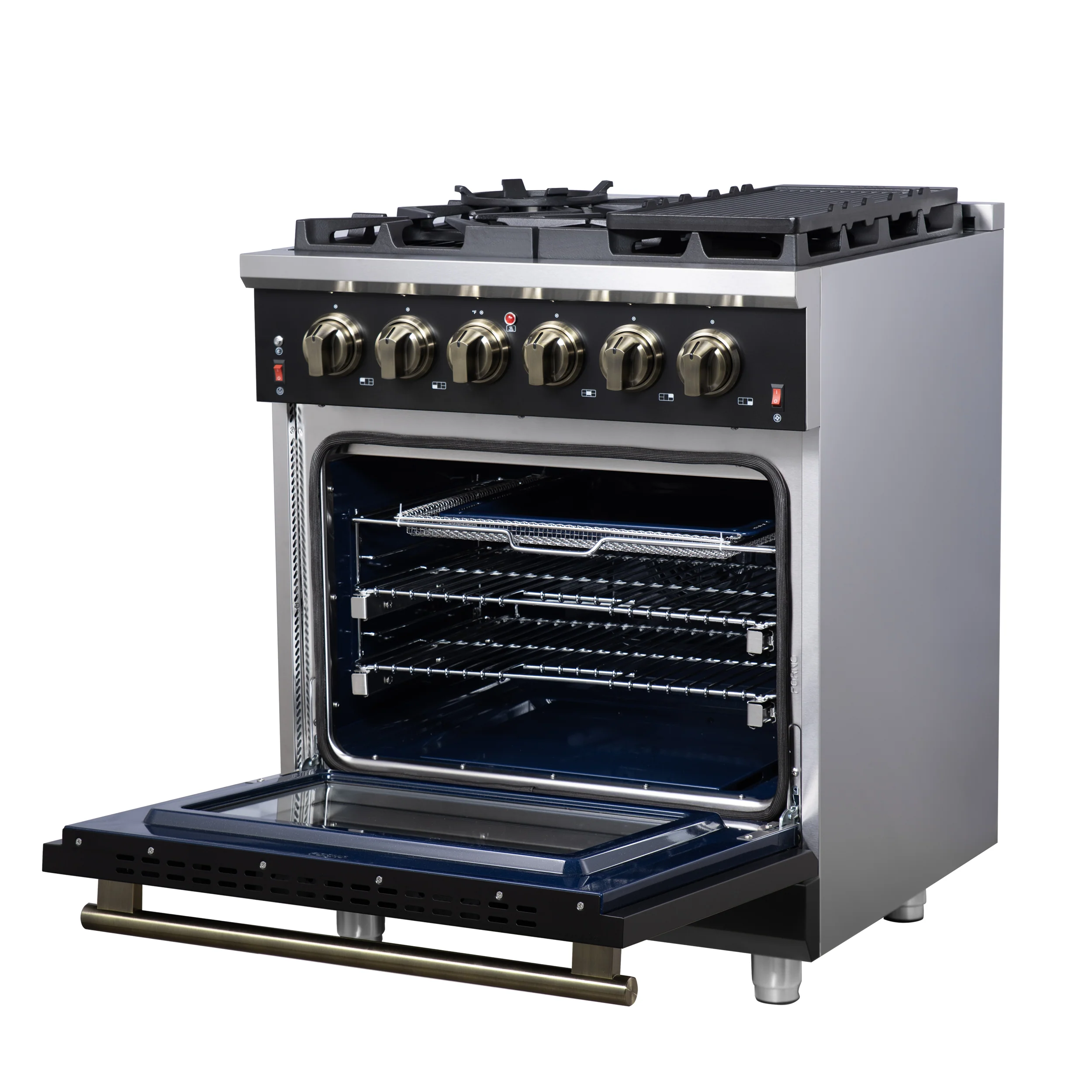 Forno Massimo 30-Inch Black Freestanding Gas Range, 5 Burners, True Convection Oven - Image 10