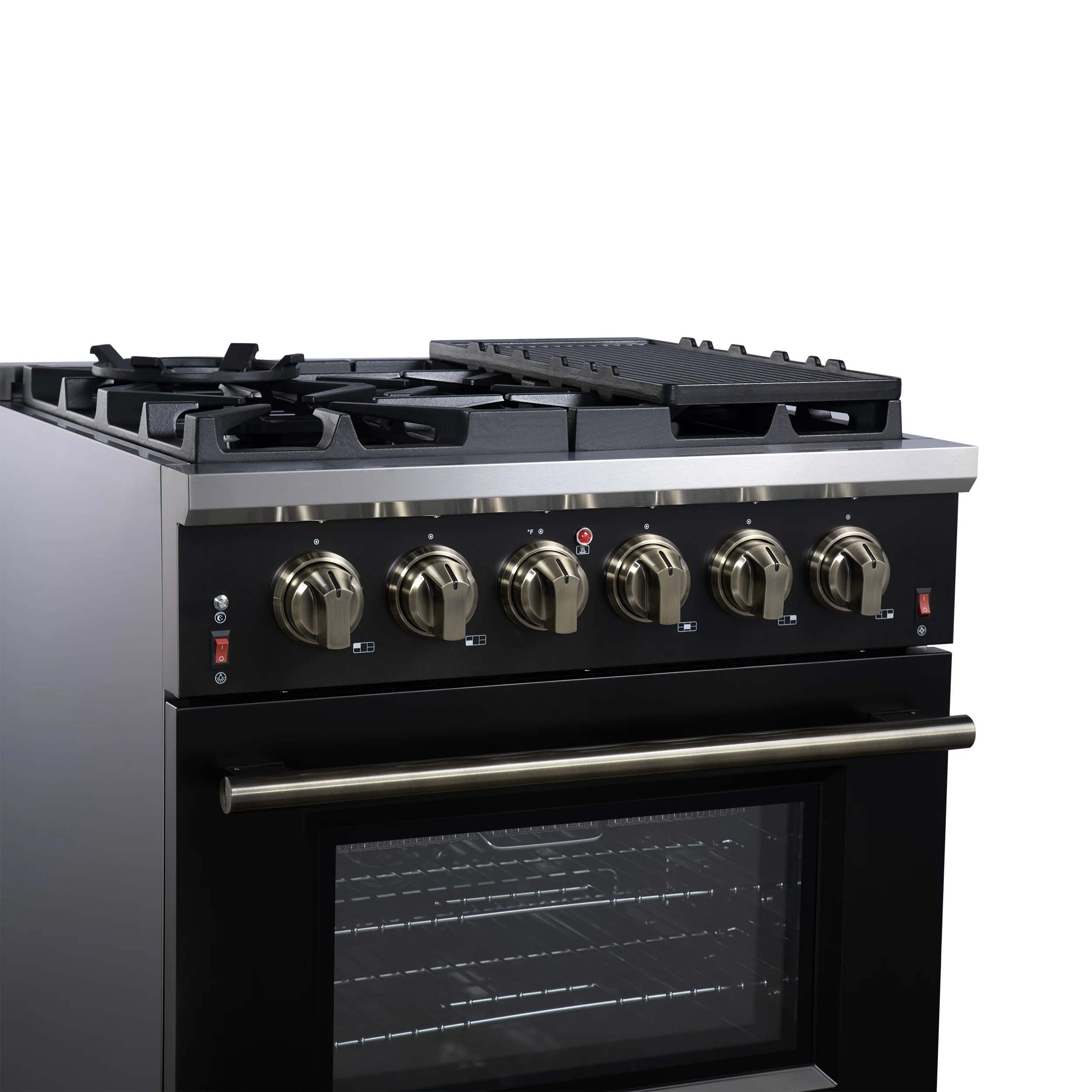 Forno Massimo 30-Inch Black Freestanding Gas Range, 5 Burners, True Convection Oven - Image 4