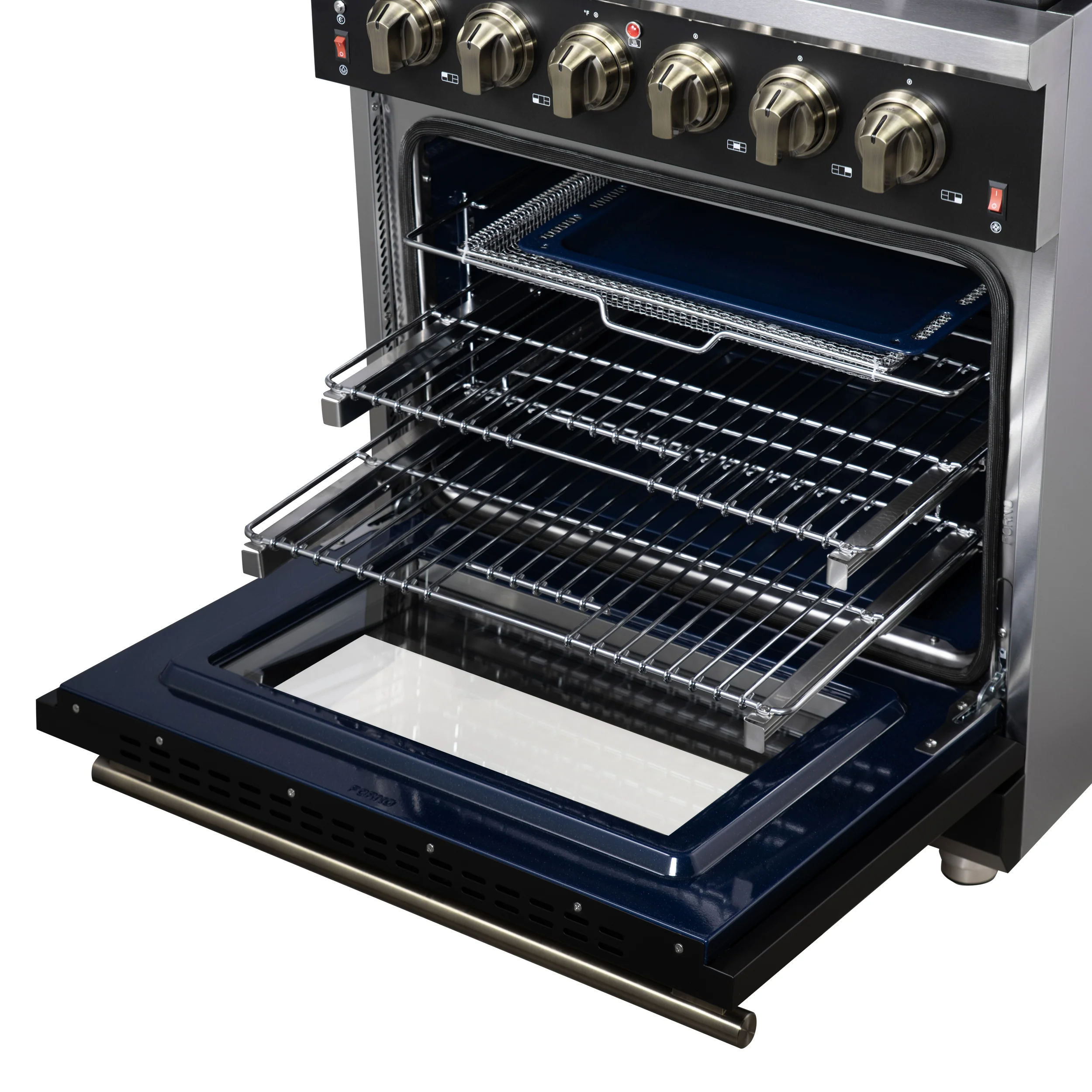 Forno Massimo 30-Inch Black Freestanding Gas Range, 5 Burners, True Convection Oven - Image 7
