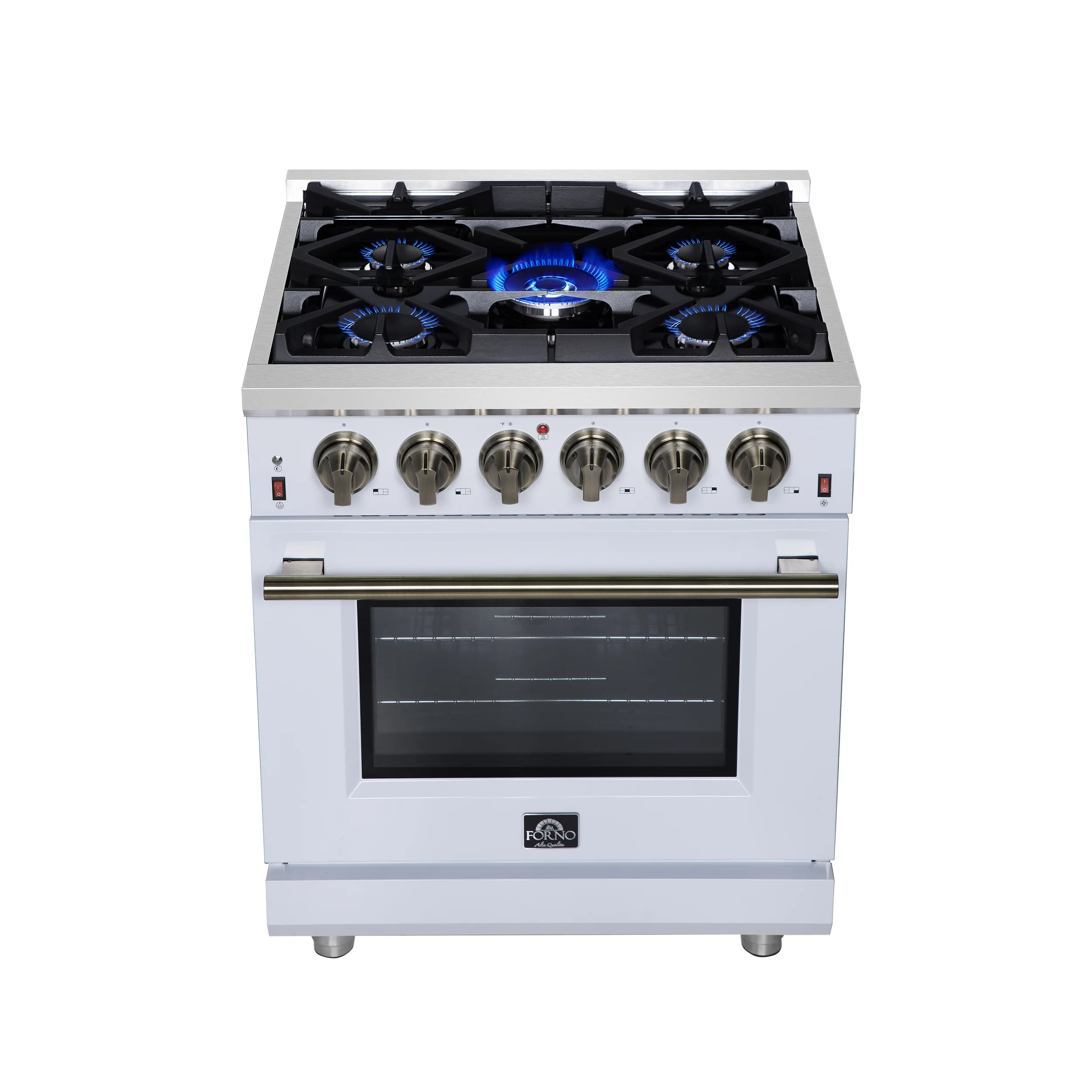 Forno Massimo 30-Inch White Freestanding Gas Range, 5 Burners, True Convection Oven - Image 11