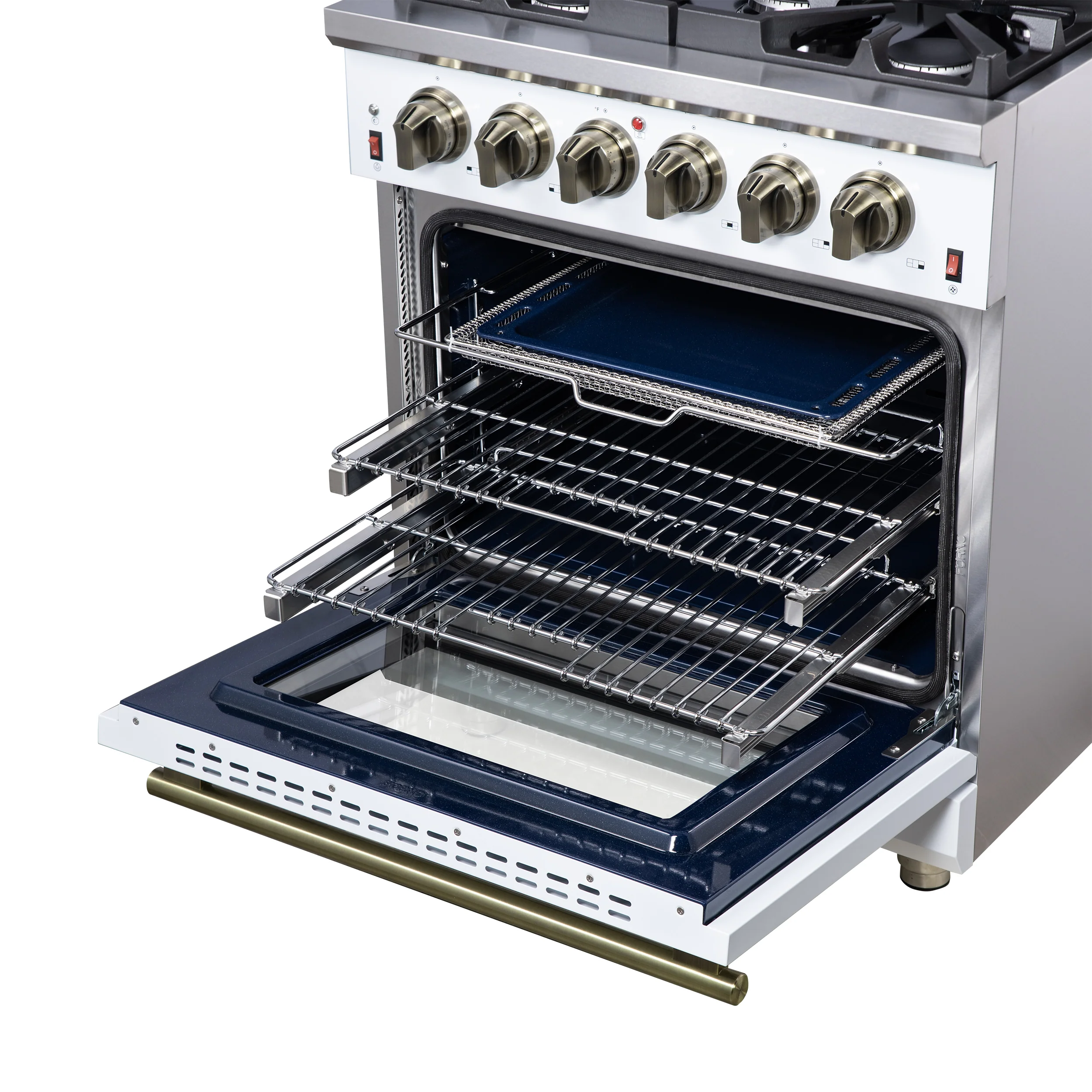 Forno Massimo 30-Inch White Freestanding Gas Range, 5 Burners, True Convection Oven - Image 14